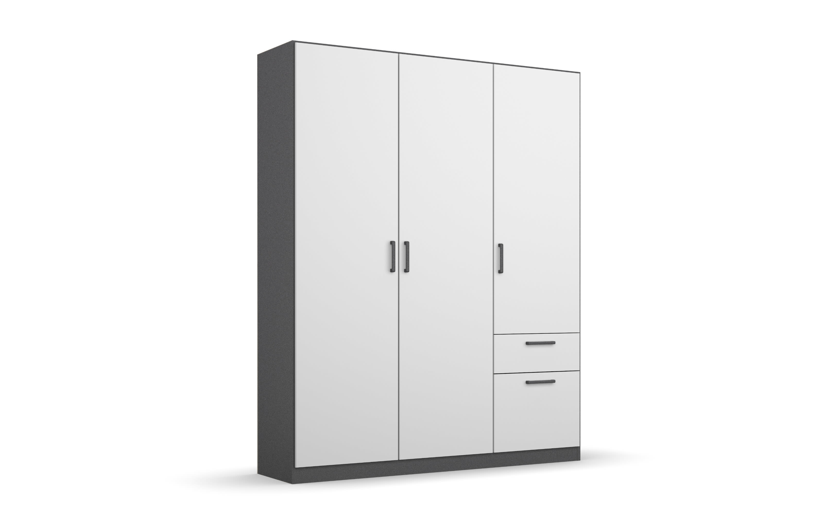 Drehtürenschrank Allrounder, grau metallic/alpinweiß, 3-türig, 2 Schubkästen