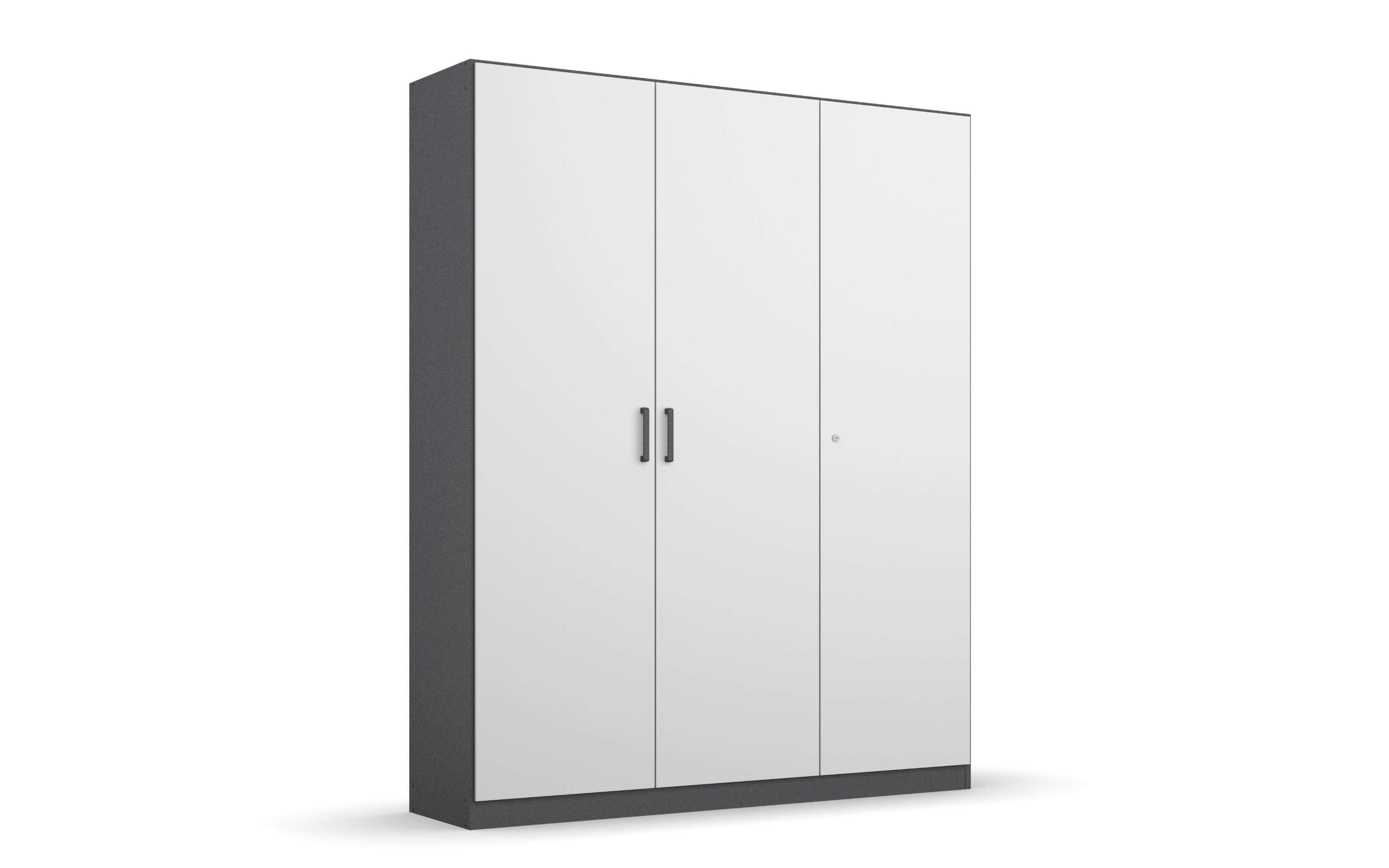 Drehtürenschrank Allrounder, grau metallic/alpinweiß, 3-türig, 1Tür abschließbar