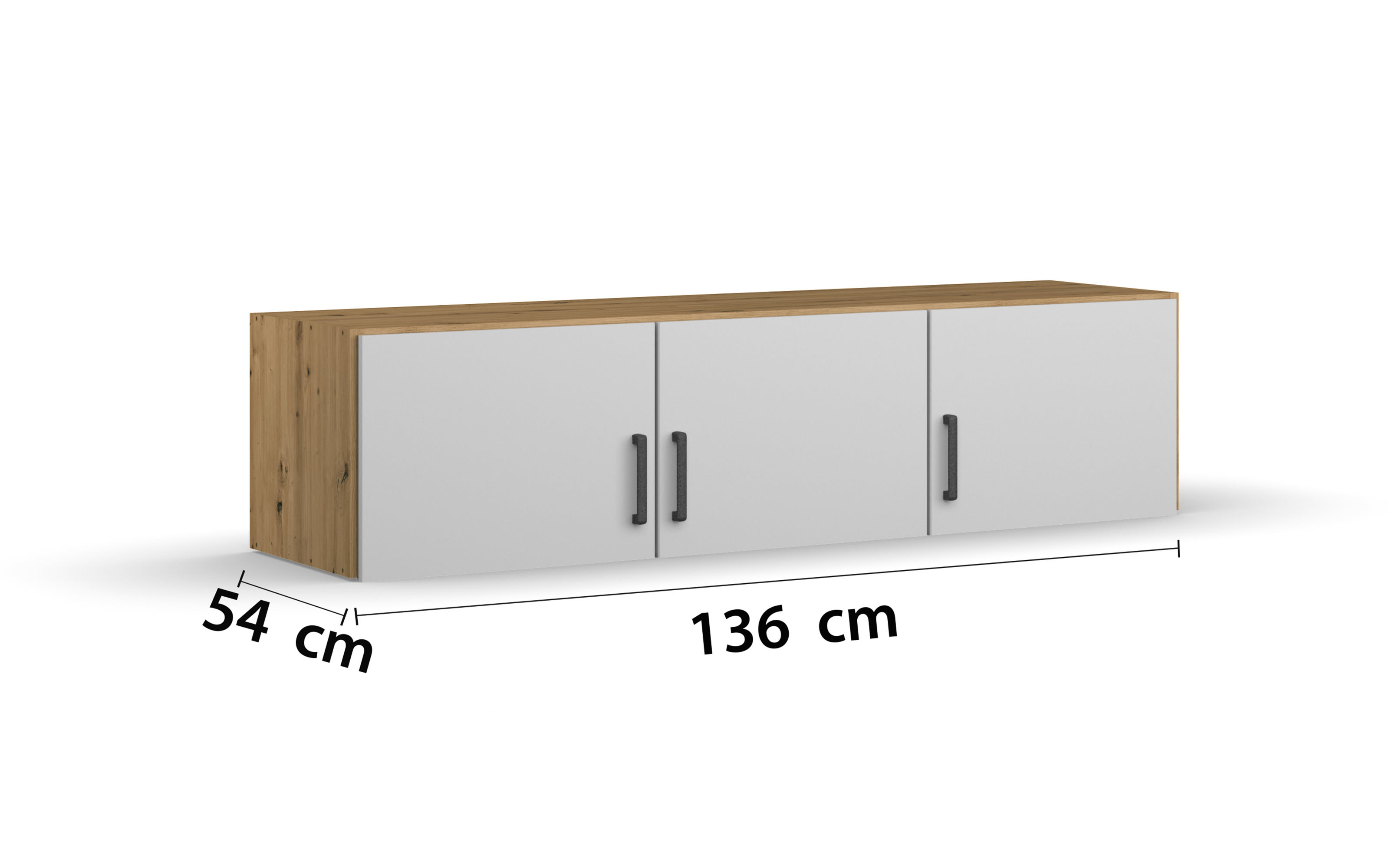 Aufsatzschrank Allrounder, Eiche Artisan Nachbildung/alpinweiß, 3-türig