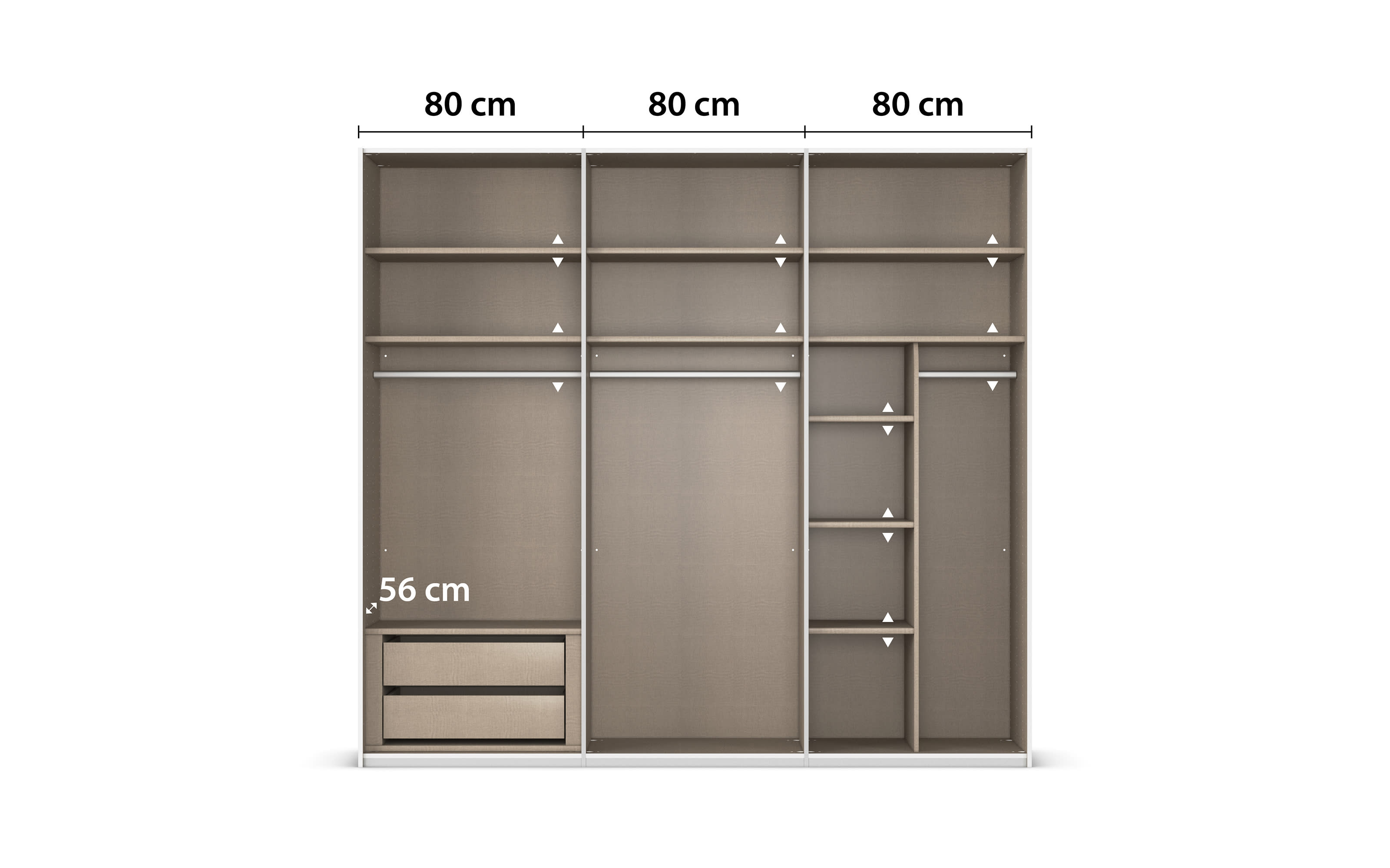 Schwebetürenschrank Contido, champagner, 242 x 223 cm