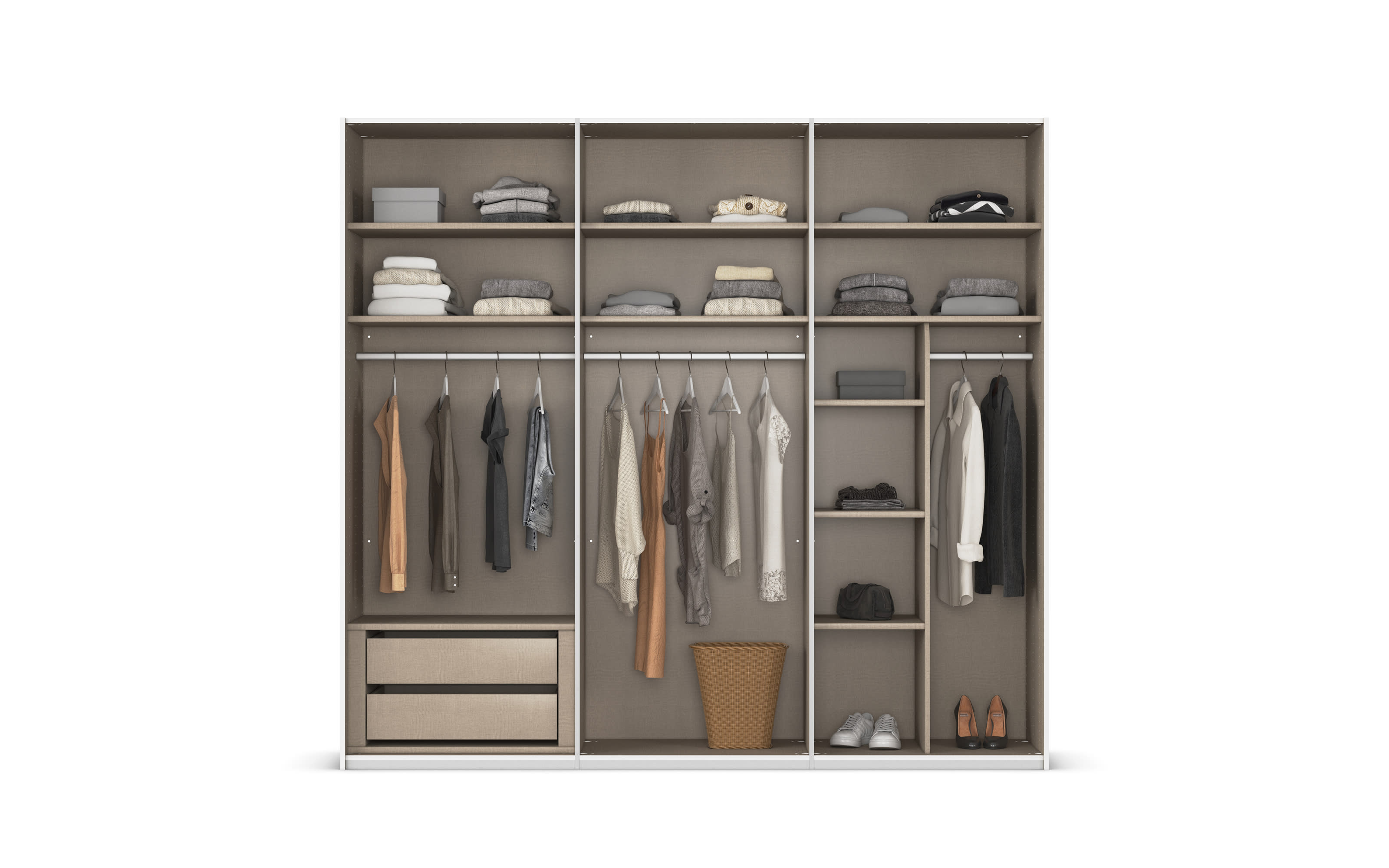 Schwebetürenschrank Contido, champagner, 242 x 223 cm