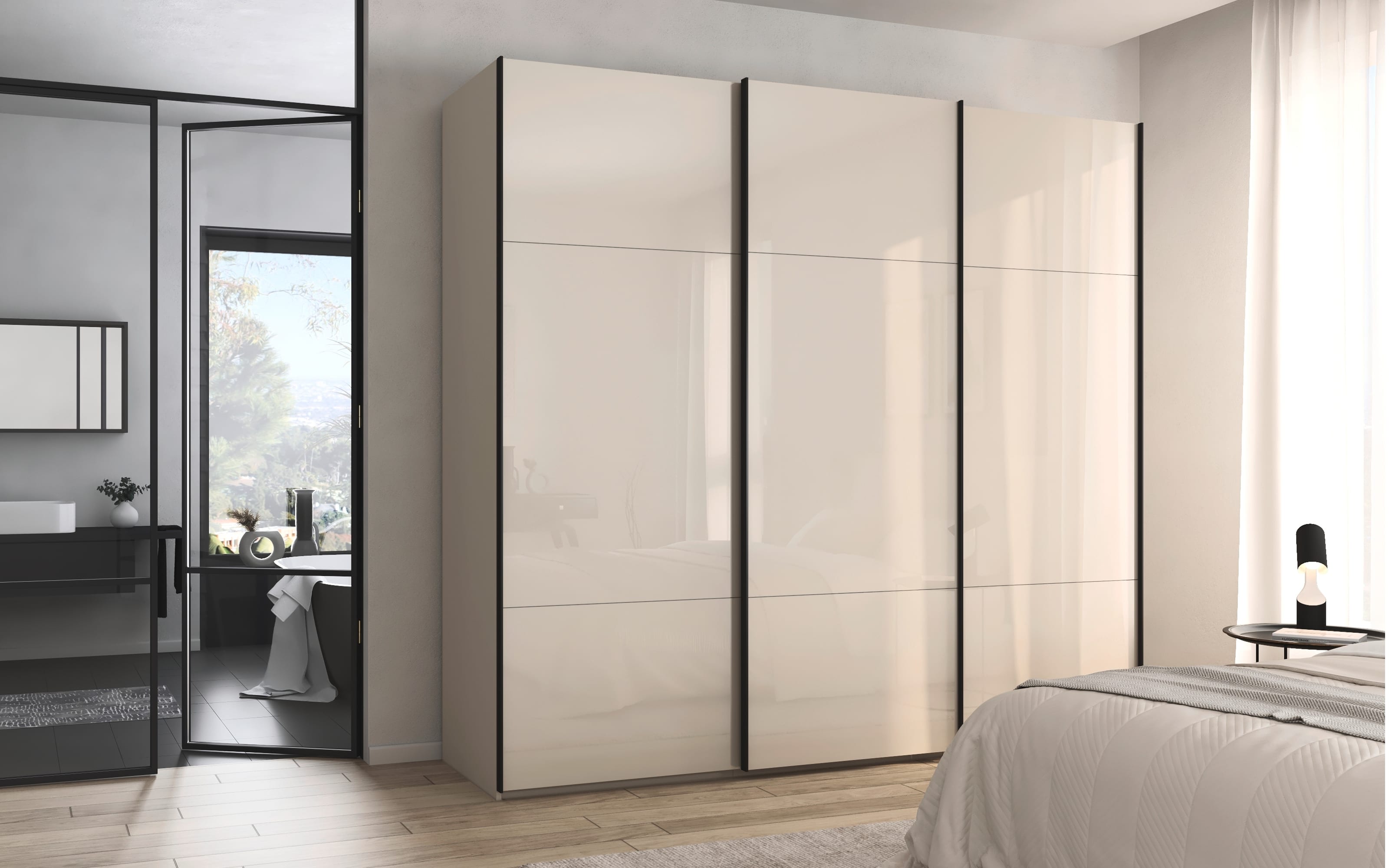 Schwebetürenschrank Contido, champagner, 242 x 223 cm