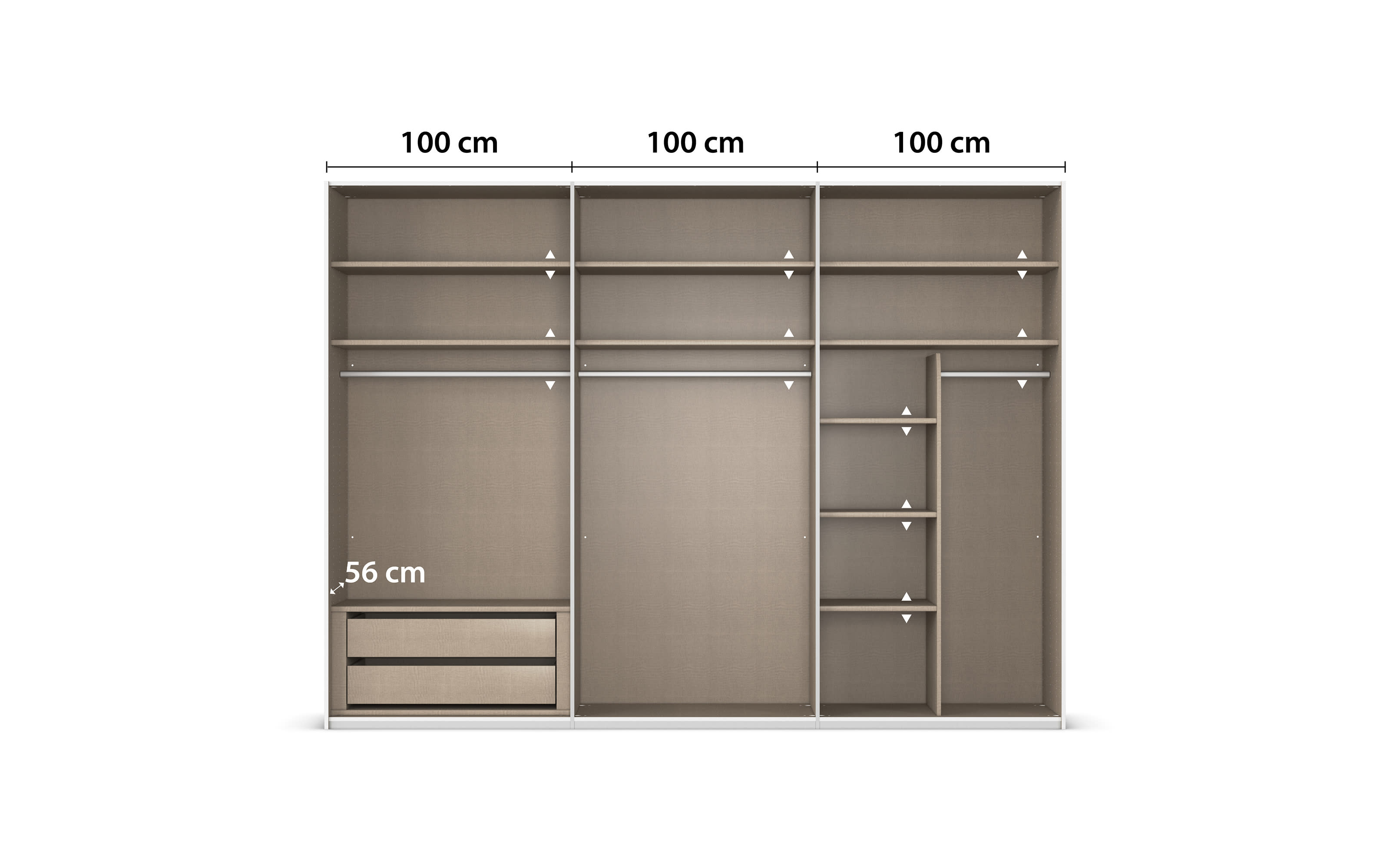 Schwebetürenschrank Contido, schwarz, 301 x 223 cm