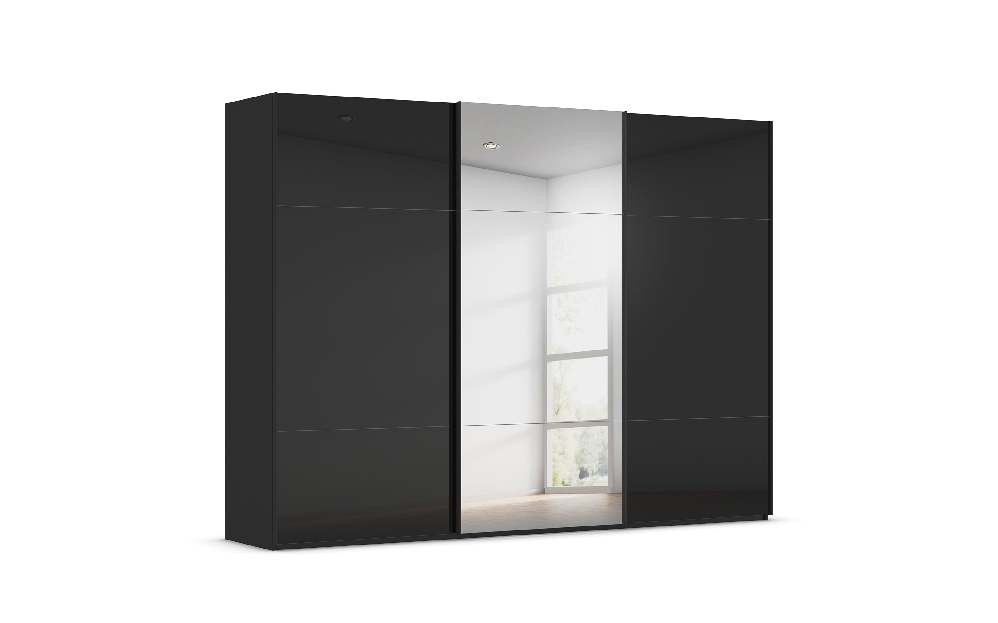 Schwebetürenschrank Contido, schwarz, 301 x 223 cm