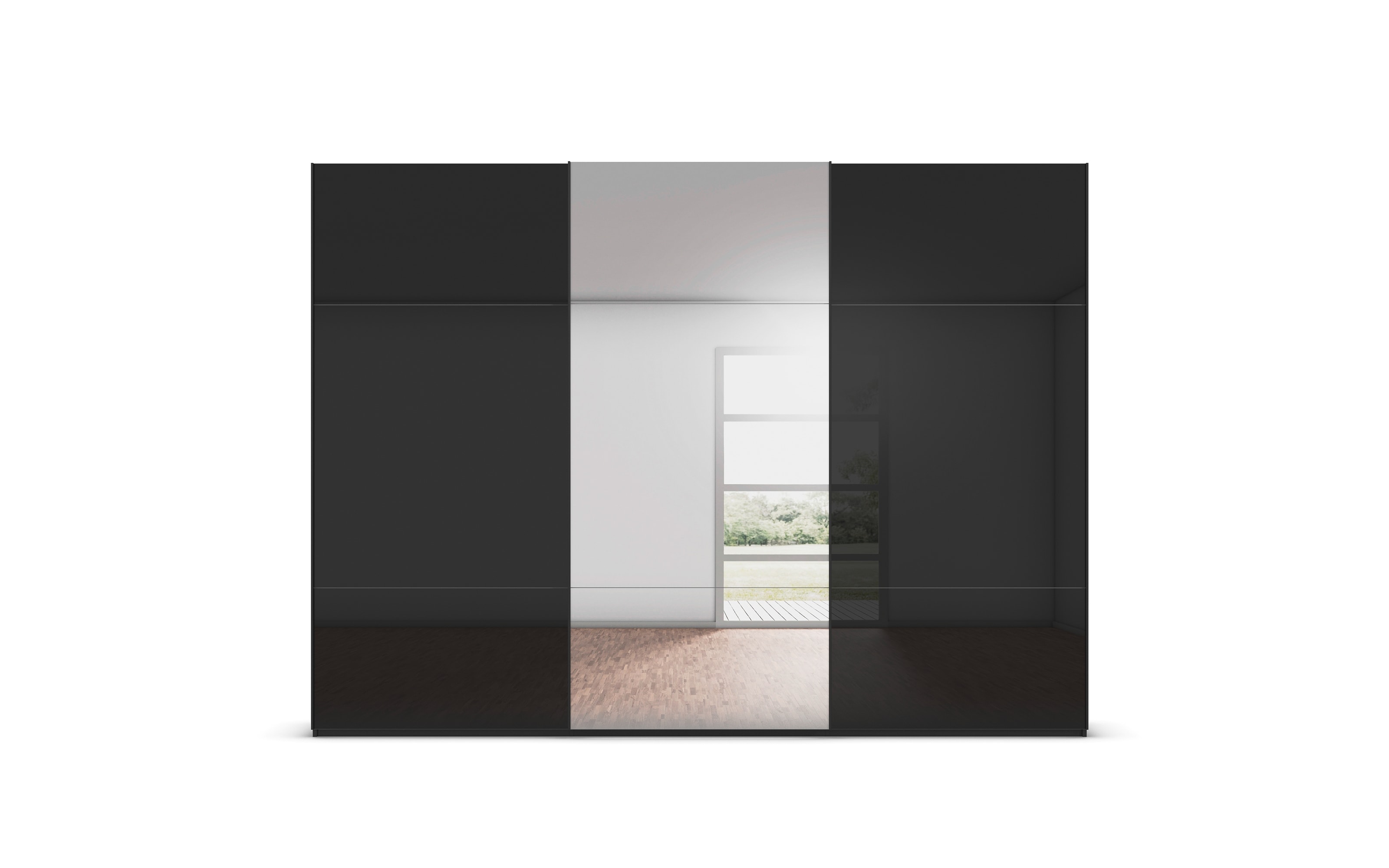 Schwebetürenschrank Contido, schwarz, 301 x 223 cm