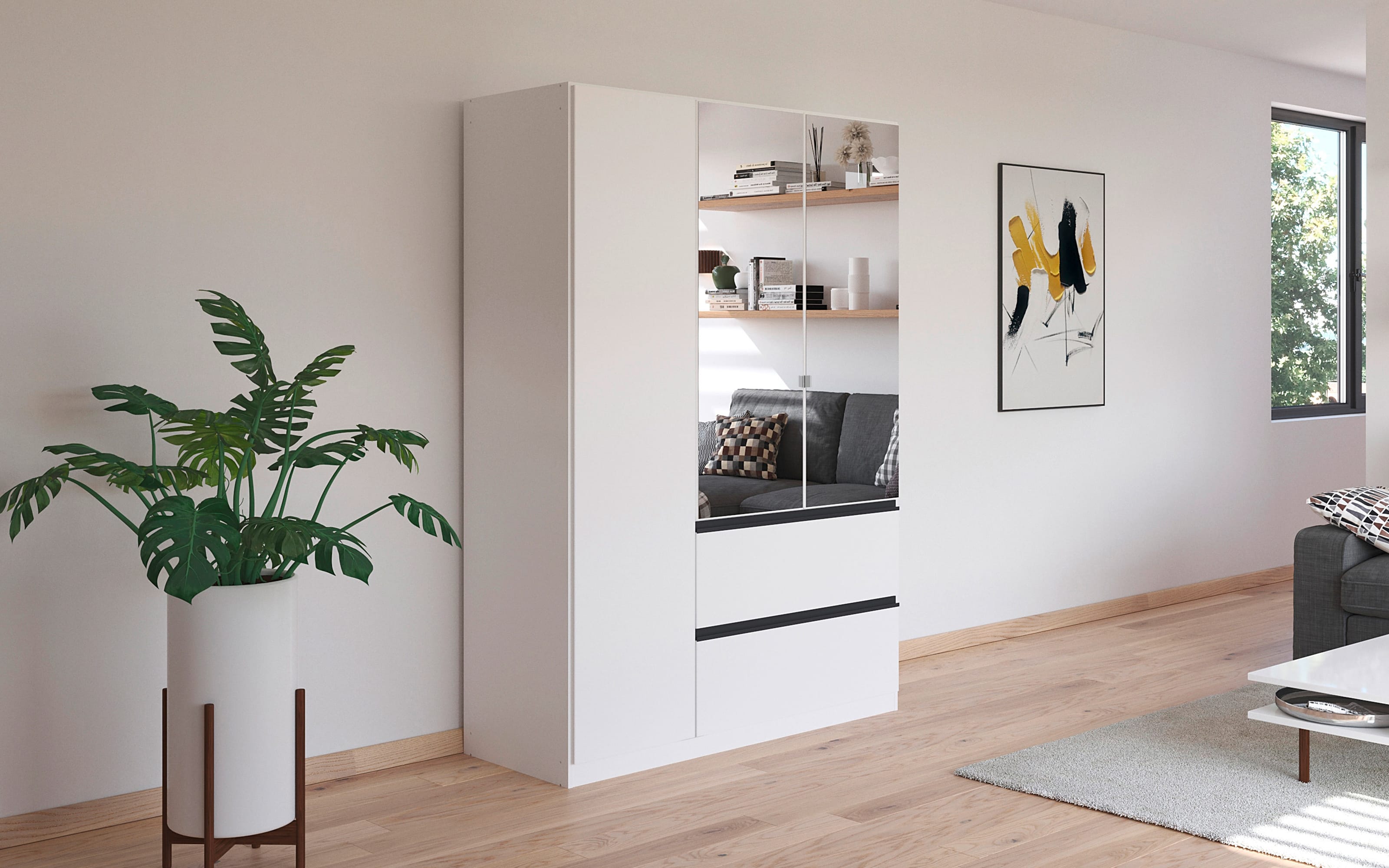 Drehtürenschrank Costa, weiß, inkl. Push-to-Open Funktion