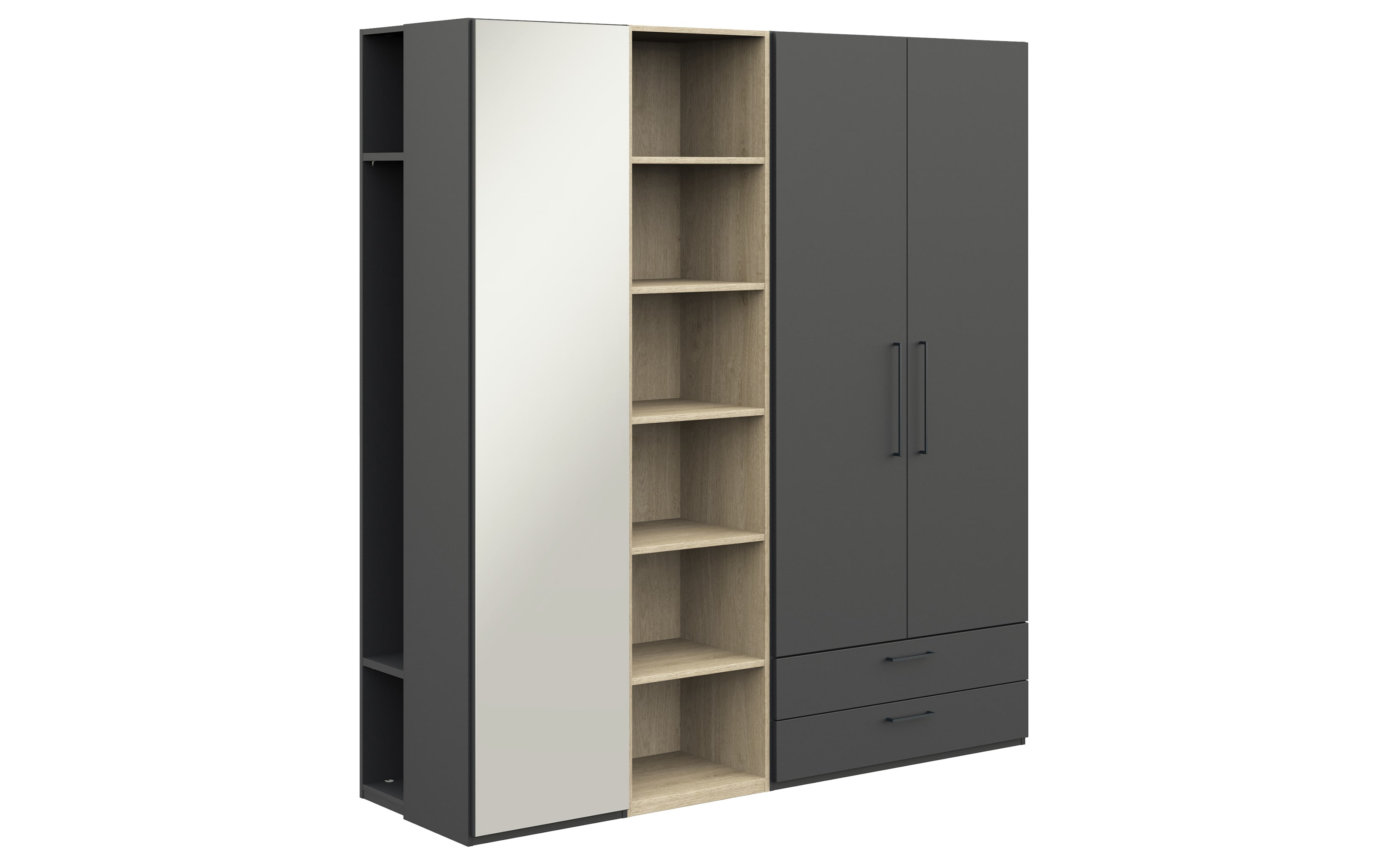 Kleiderschrank cocoon by rb 305, graphit matt, Eiche Sand, Breite 202 cm