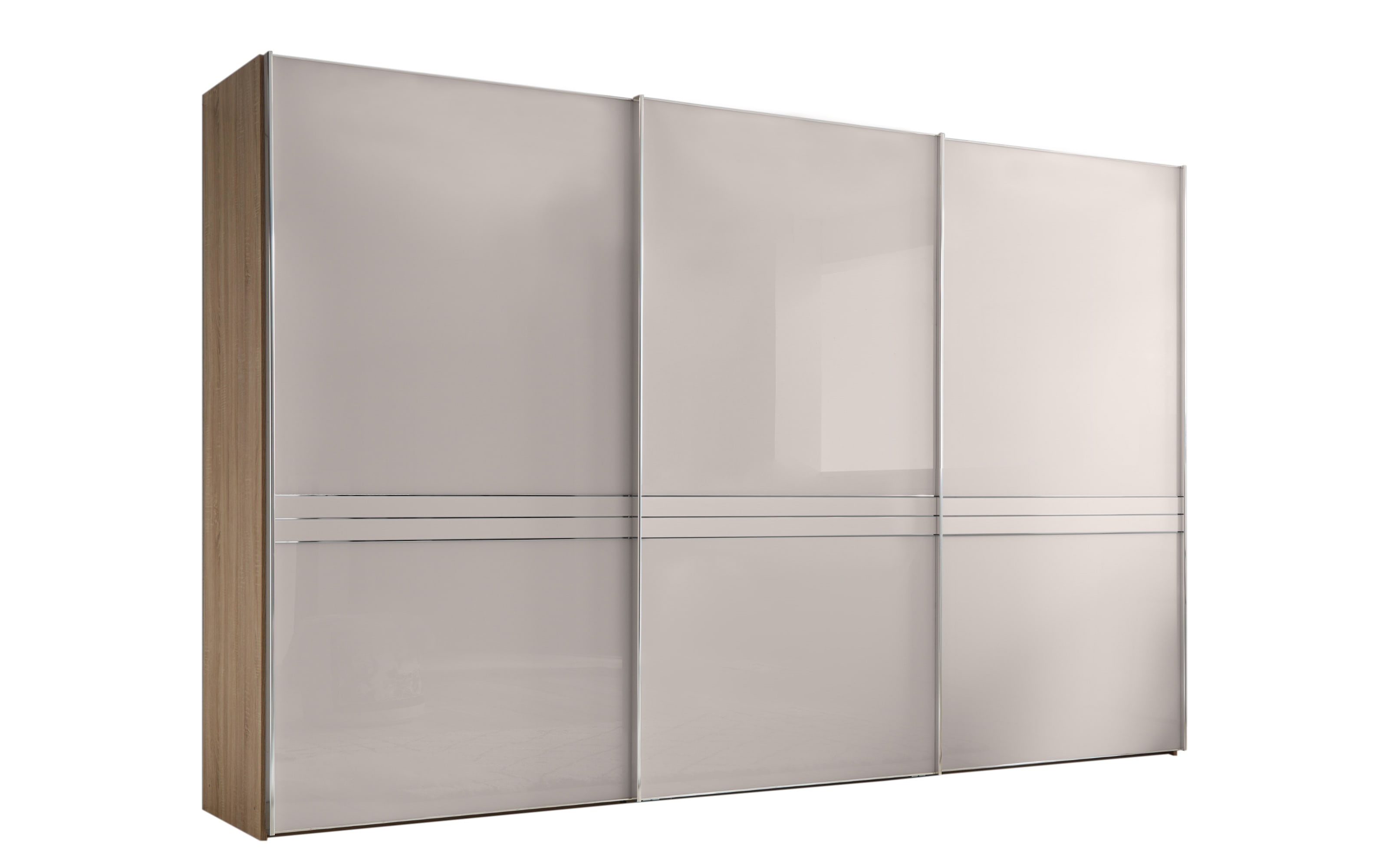 Schwebetürenschrank Studioline, Mandel/Eiche Sonoma, 280 x 222 cm