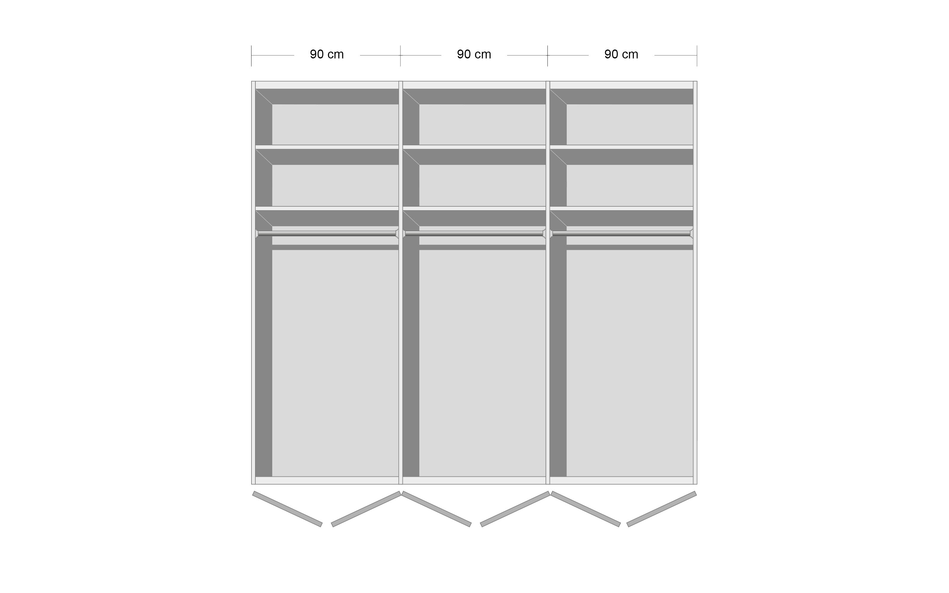 Drehtürenschrank Cena, Wildeiche Furnier/Lack grau, 269 x 229 cm