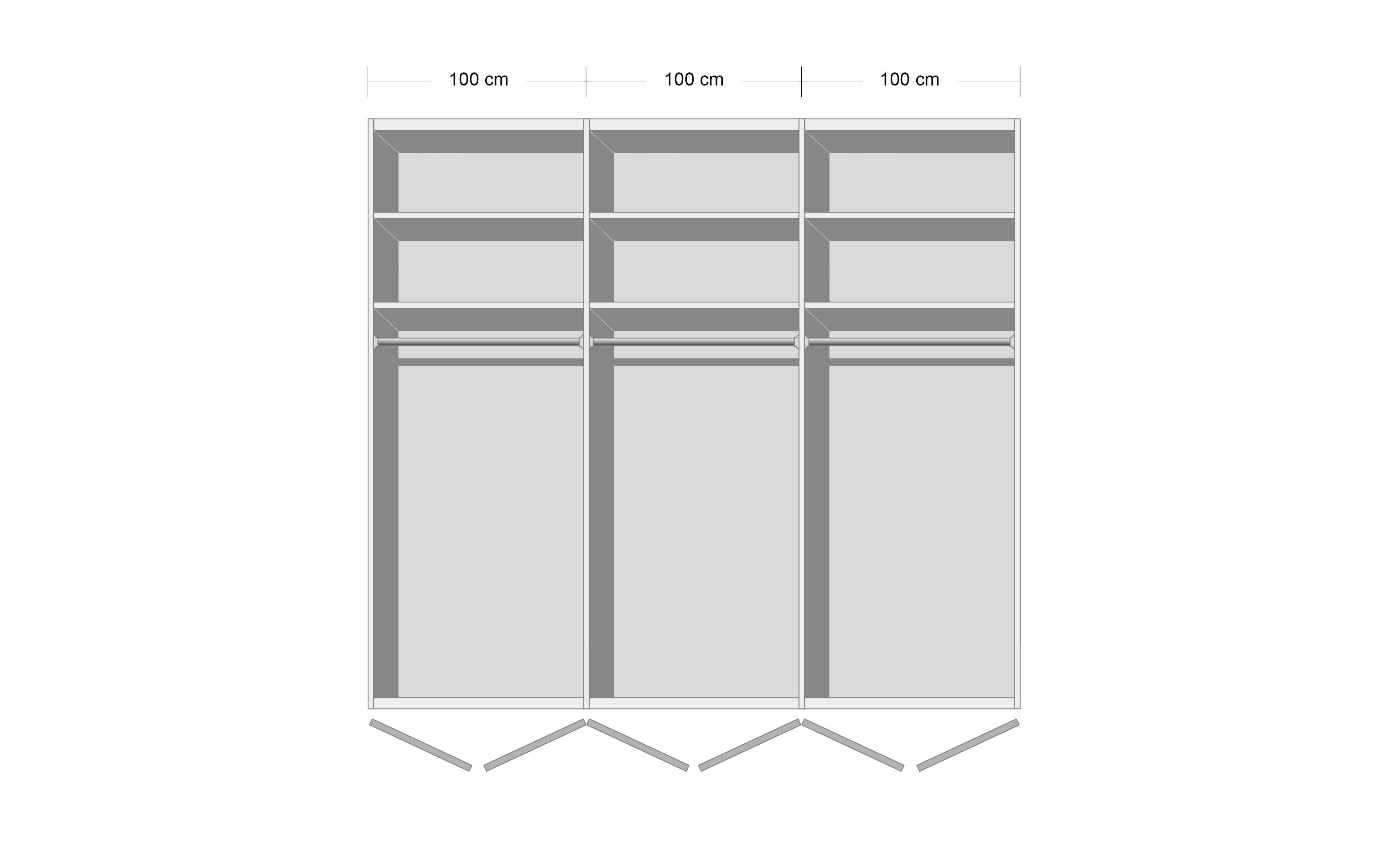 Schlafzimmer Charleston, Lack Manhattan, Absetzungen Wildeiche massiv, 180 x 200 cm, Schrank  300 x 230 cm