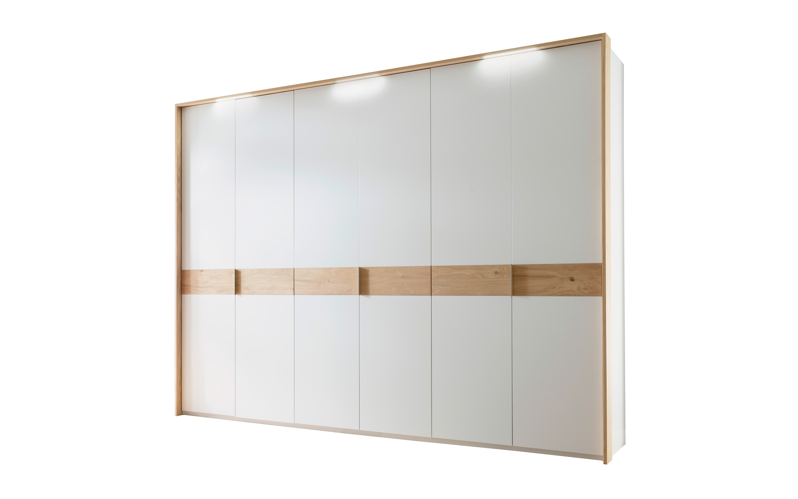 Drehtürenschrank Multiline, Balkeneiche/weiß