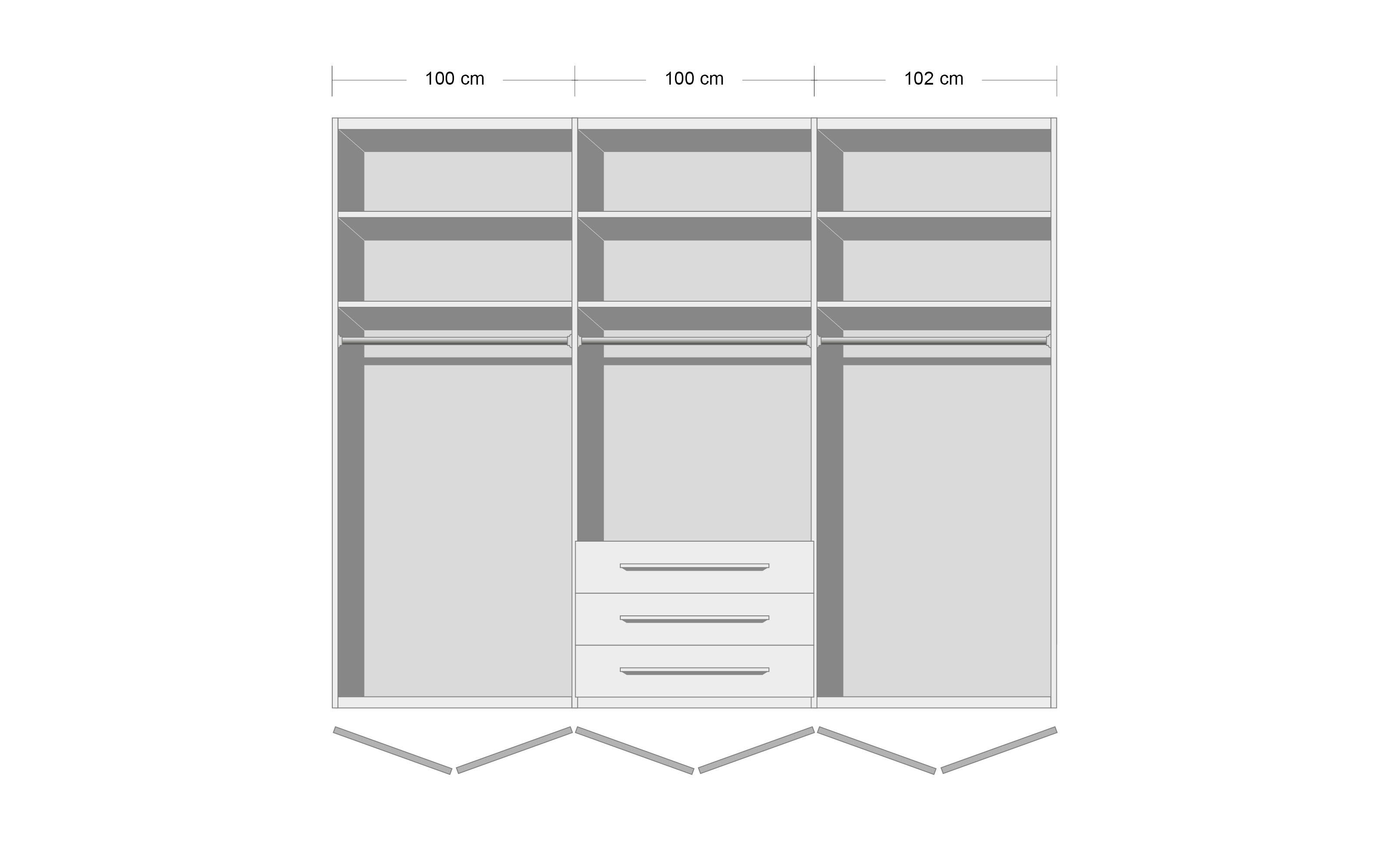 Schlafzimmer Seamo, Eiche Artisan Nachbildung, 180 x 200 cm, Schrank 301 x 223 cm