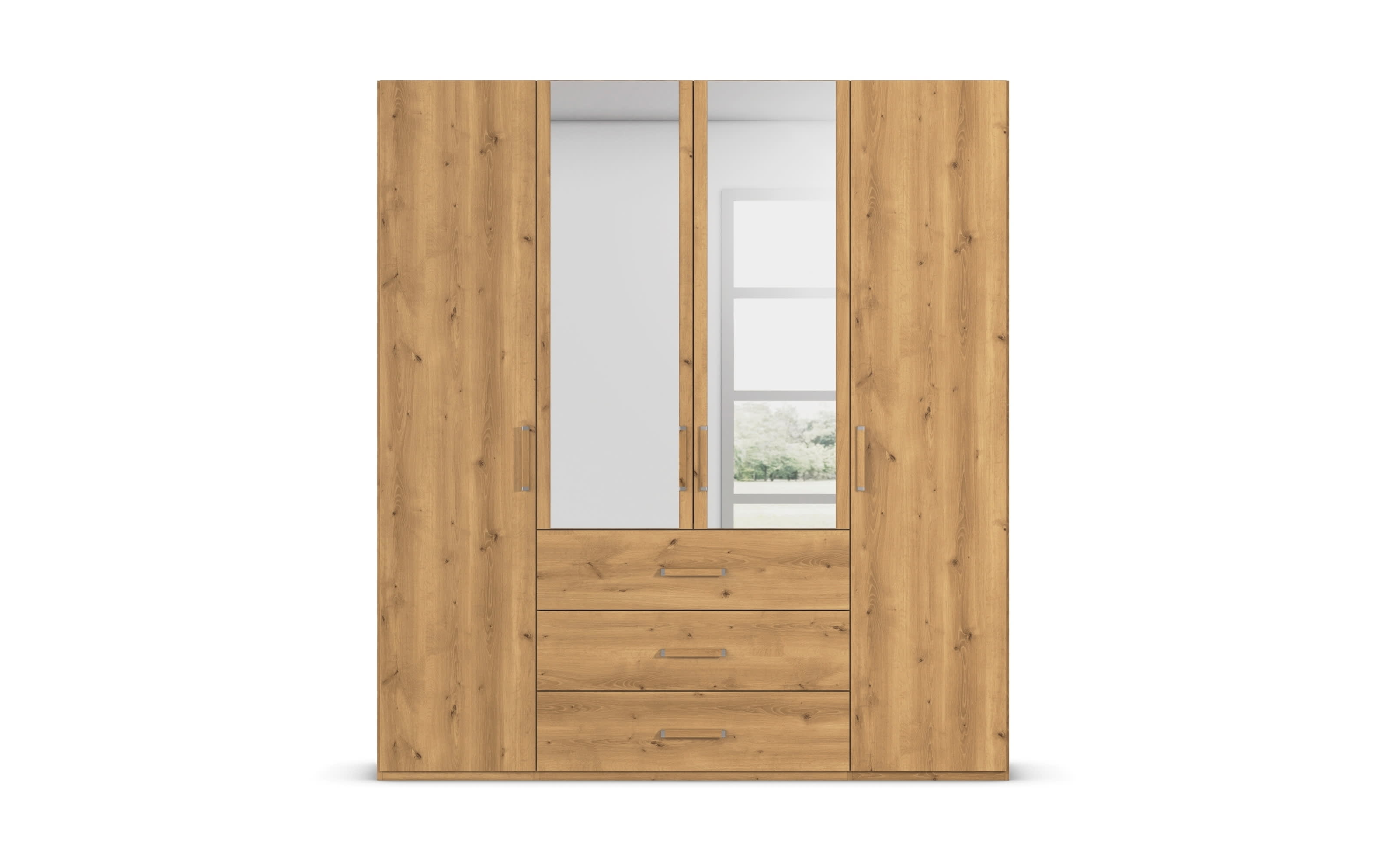 Drehtürenkleiderschrank Cherie, Asteiche-Nachbildung, 200 x 223 cm