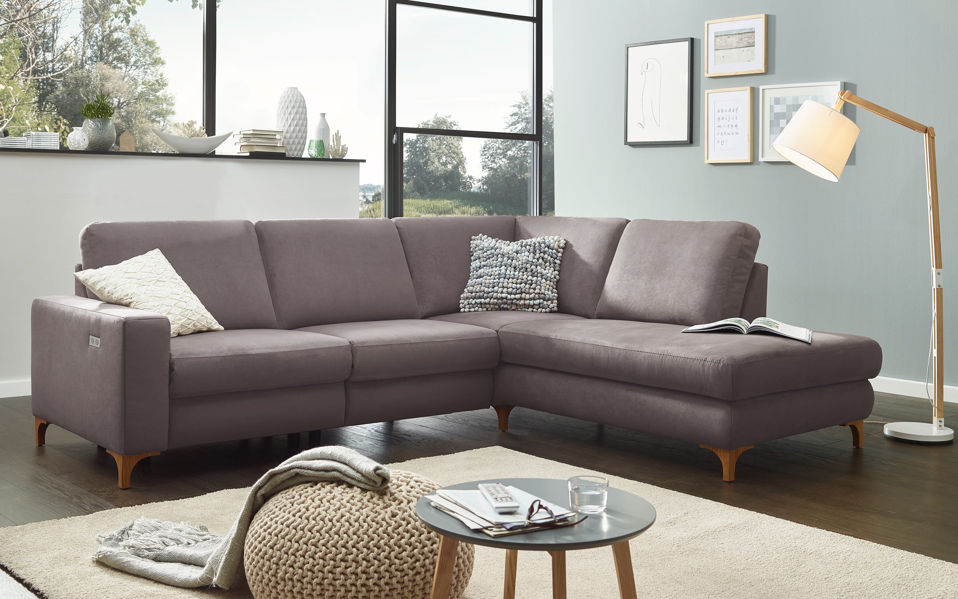 Wohnlandschaft Step Plus, platin, inkl. teilmotorische Relaxfunktion