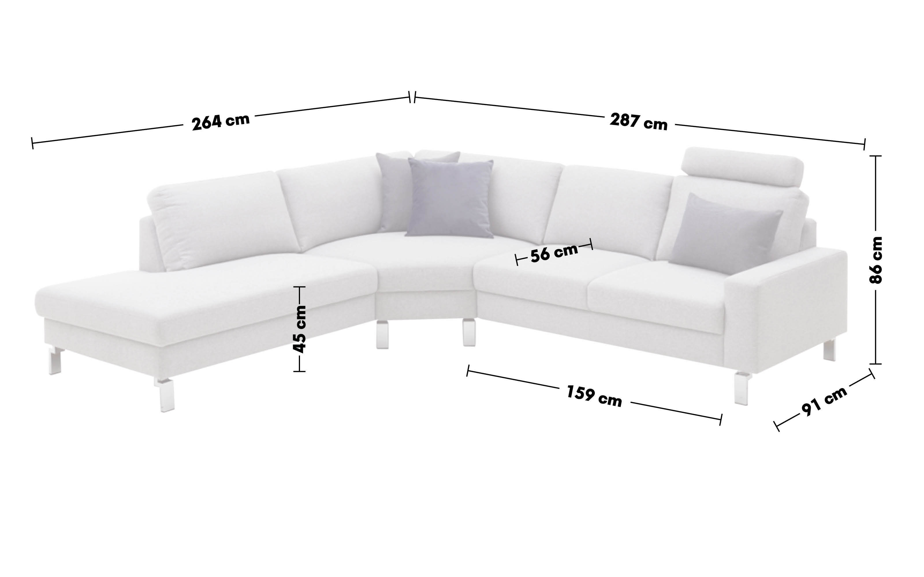 Wohnlandschaft Step Basic, hellgrau