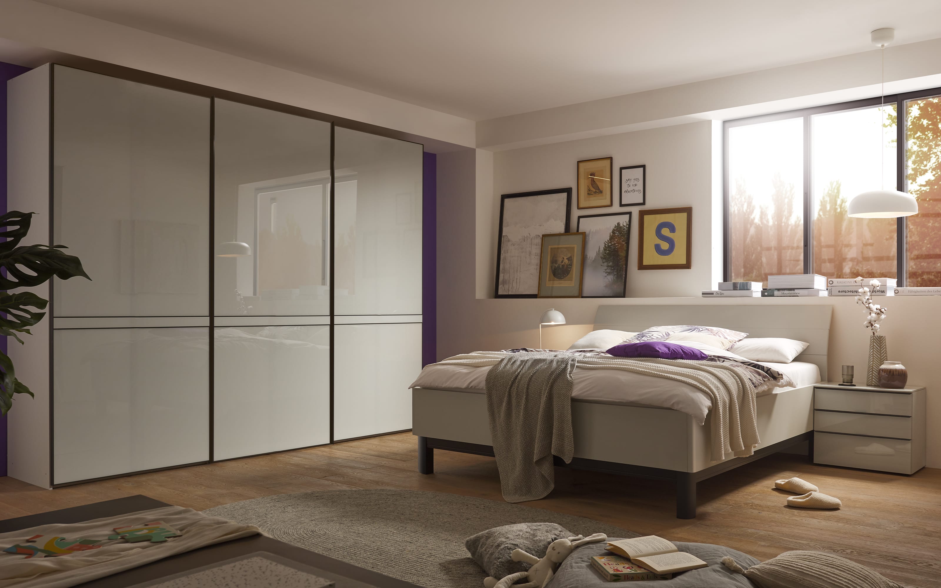 Schlafzimmer Serenade, perlgrau, 180 x 200 cm, Schrank 298 x 240 cm online  bei Hardeck kaufen