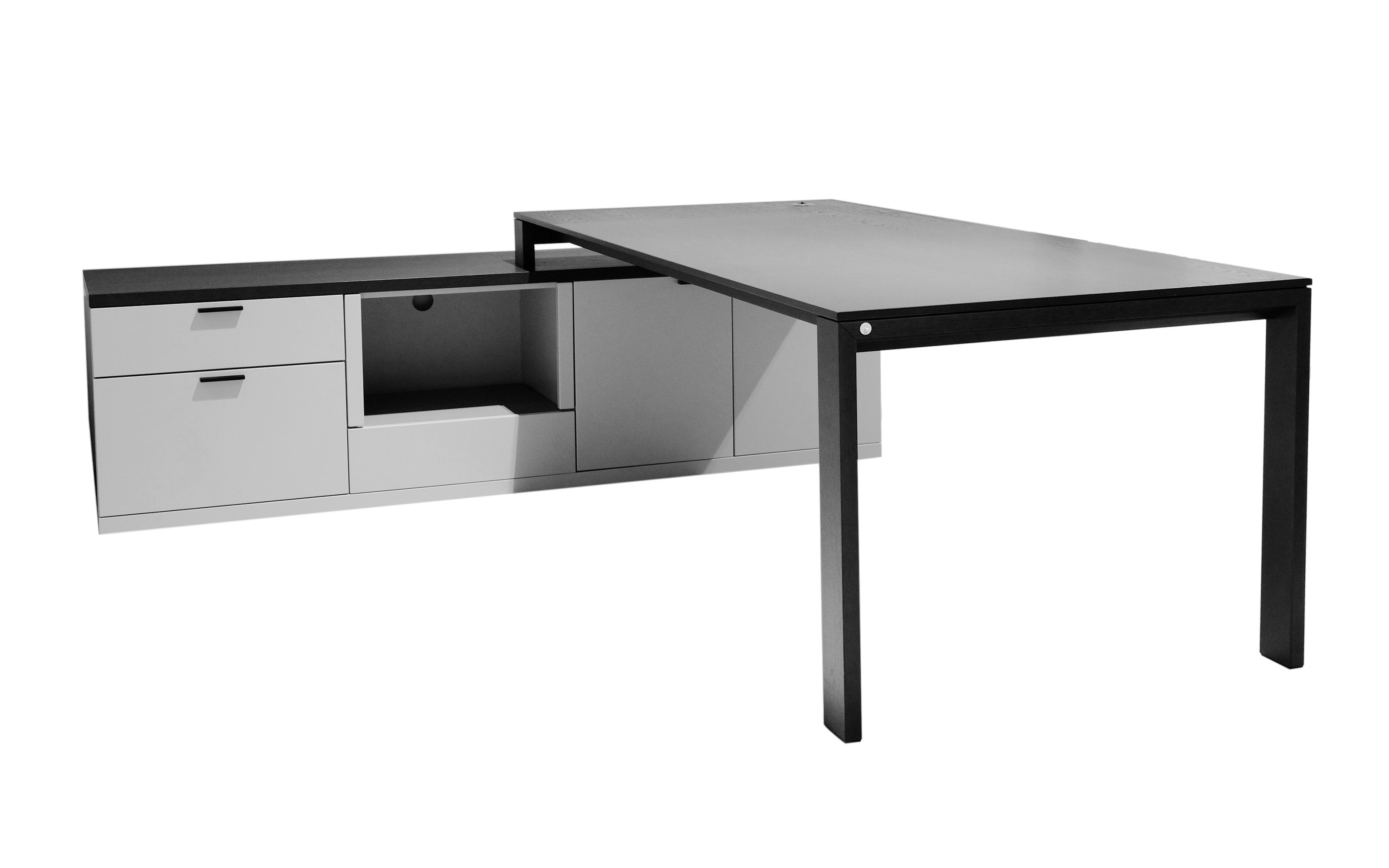 Aufsatzschreibtisch mit Sideboard Sonate-B, grau/graphit