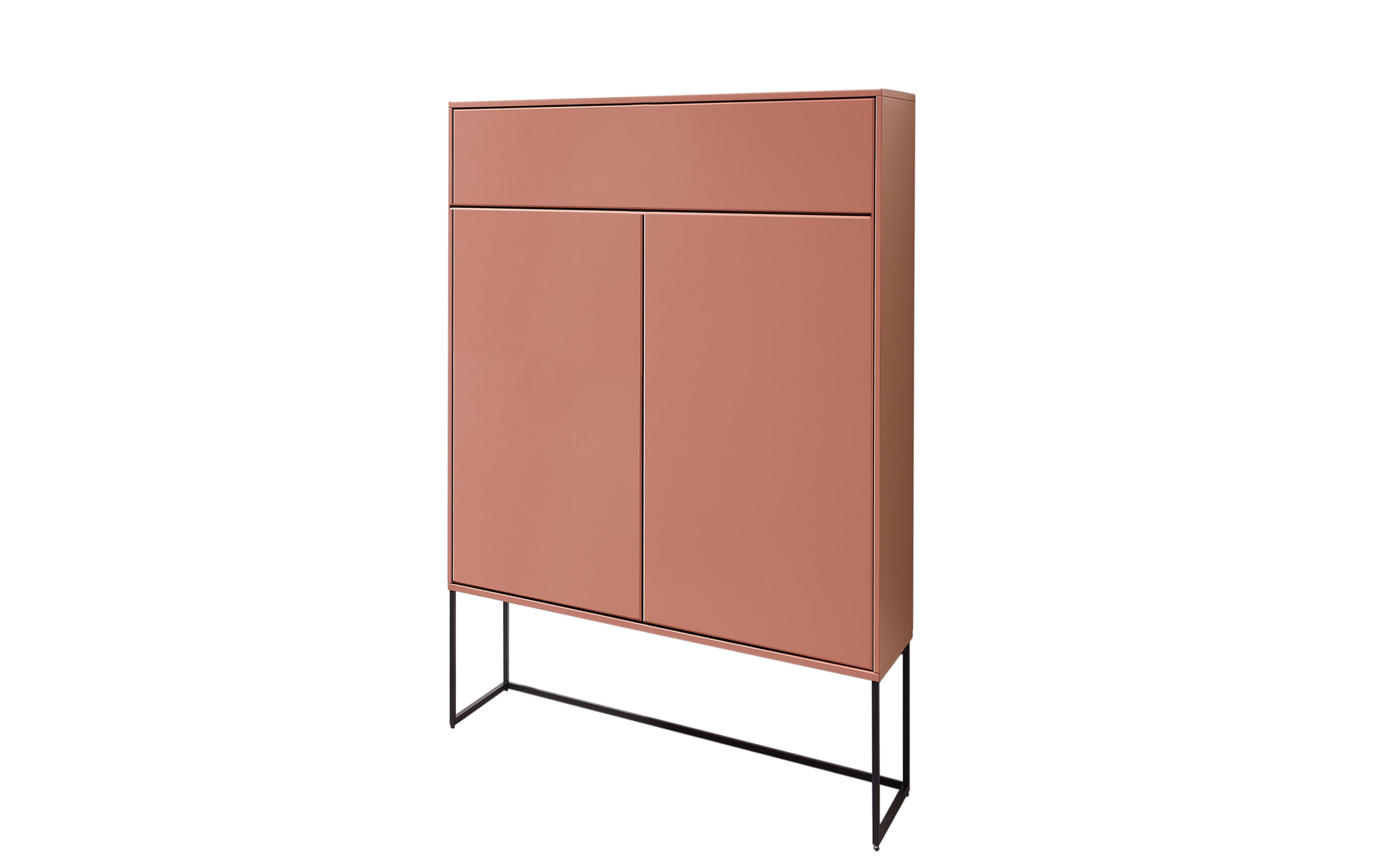 Highboard Kara Frame, rosewood, inkl. Push-to-Open Funktion 