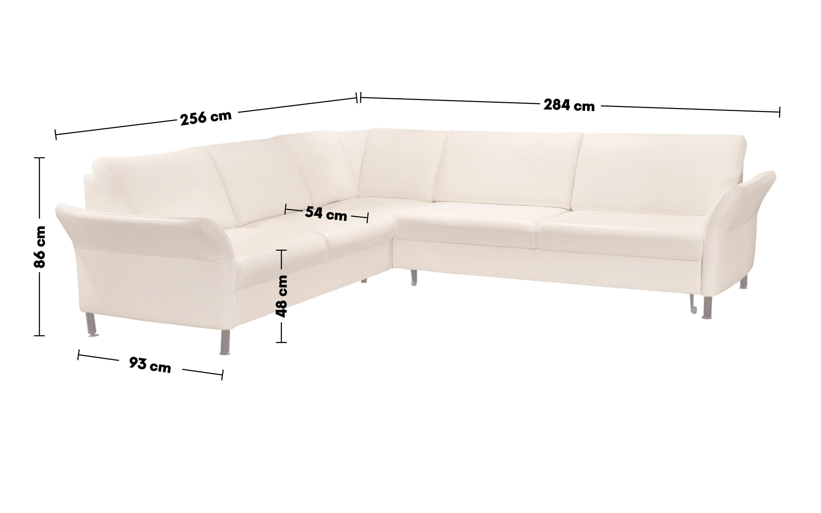 Leder Wohnlandschaft Spring-L, weiß, inkl. Funktionen