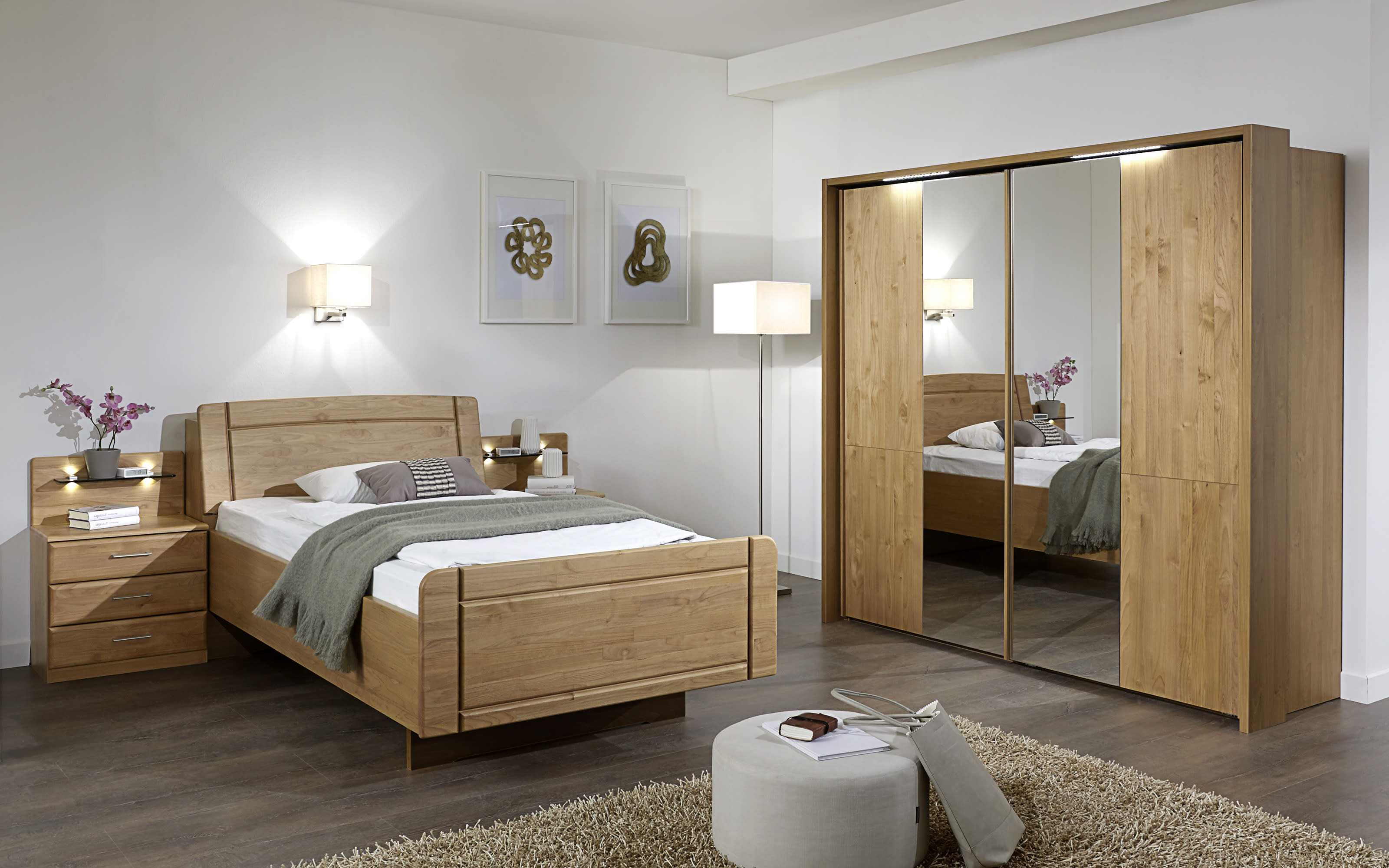 Komfortzimmer Innsbruck, Erle teilmassiv, 100 x 200 cm, Schrank 200 x 197  cm online bei Hardeck kaufen