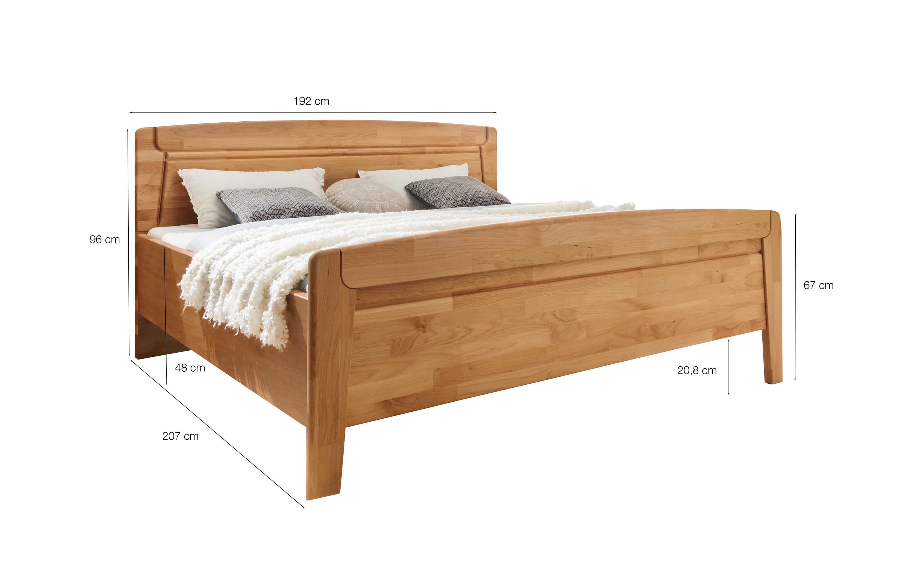 Komfortbett Lausanne, Erle teilmassiv, 180 x 200 cm