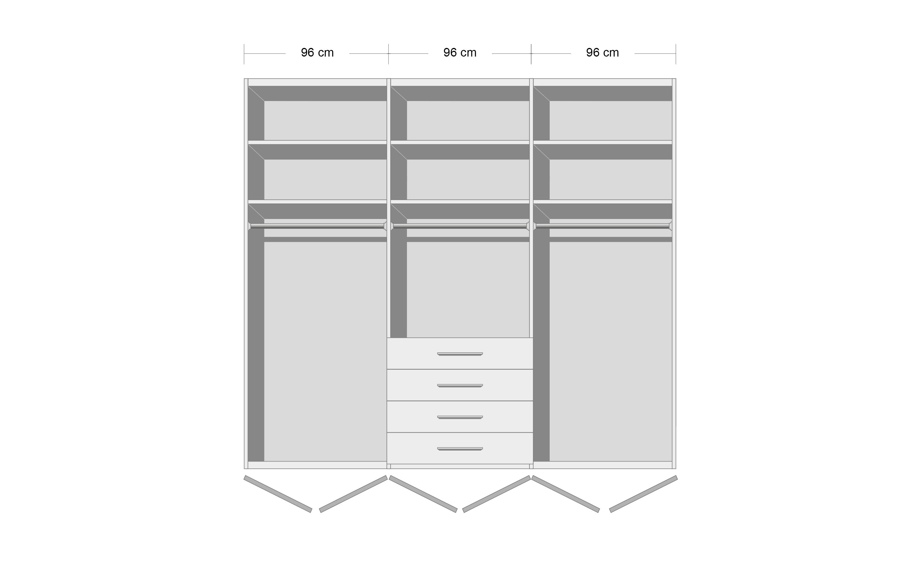 Falttürenkleiderschrank Loft, alpinweiß, 300 x 236 cm