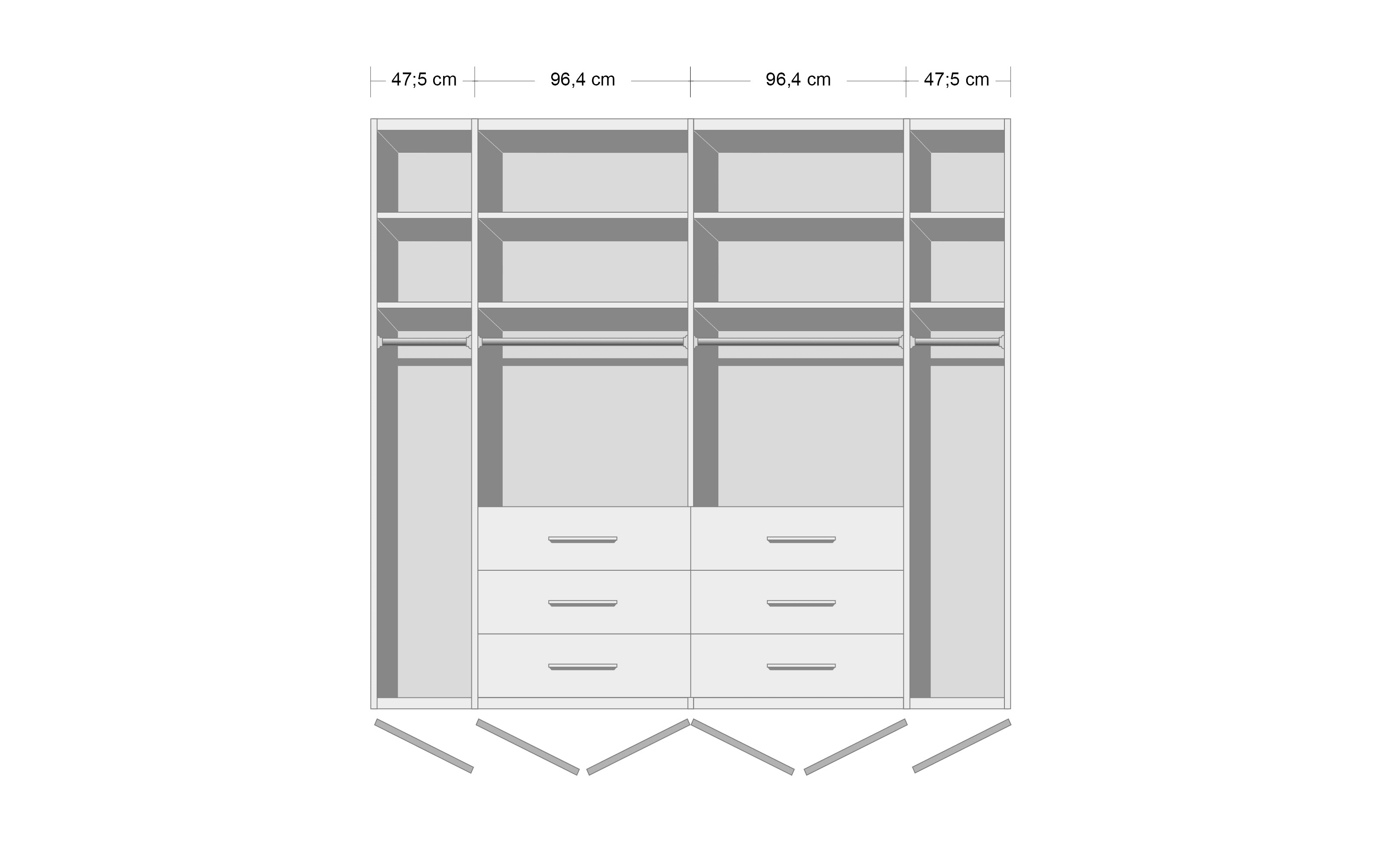 Kleiderschrank Loft, weiß/havanna Dekor, 300 x 216 cm