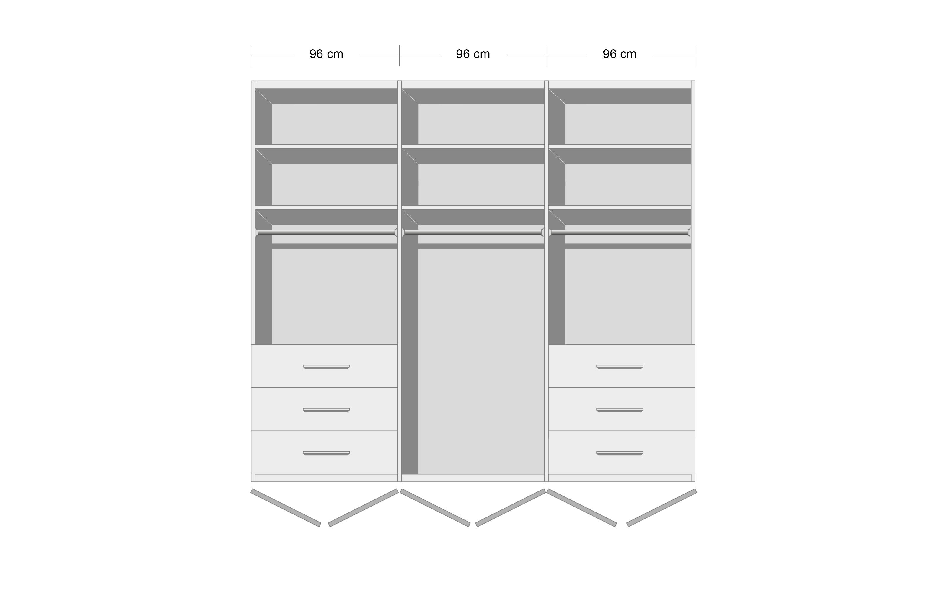 Schlafzimmer Loft, weiß/Bianco Eiche, 180 x 200 cm, Schrank 300 x 216 cm 