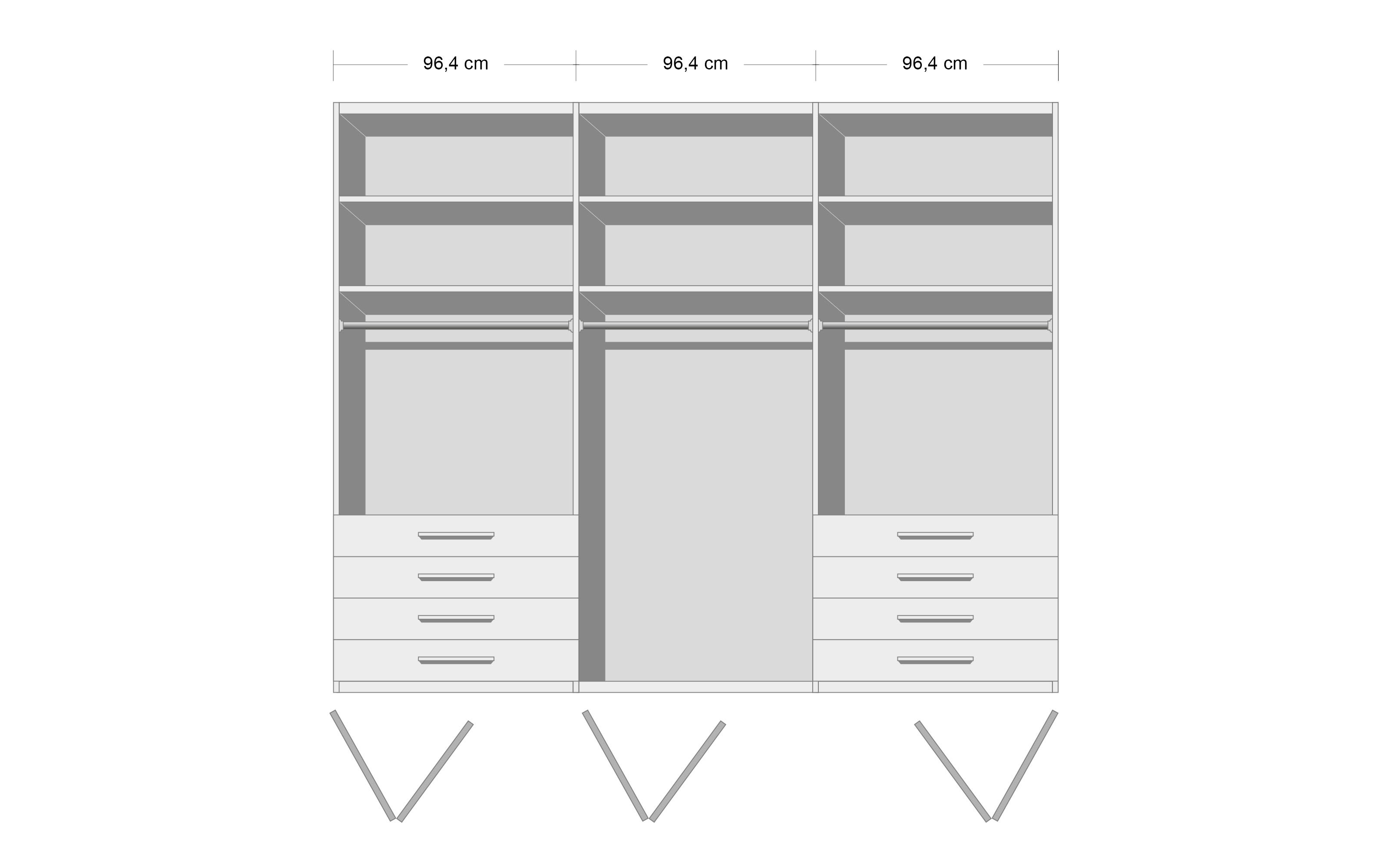 Schlafzimmer Loft, kieselgrau/Havanna-Dekor, 180 x 200 cm, Schrank 300 x 236 cm 