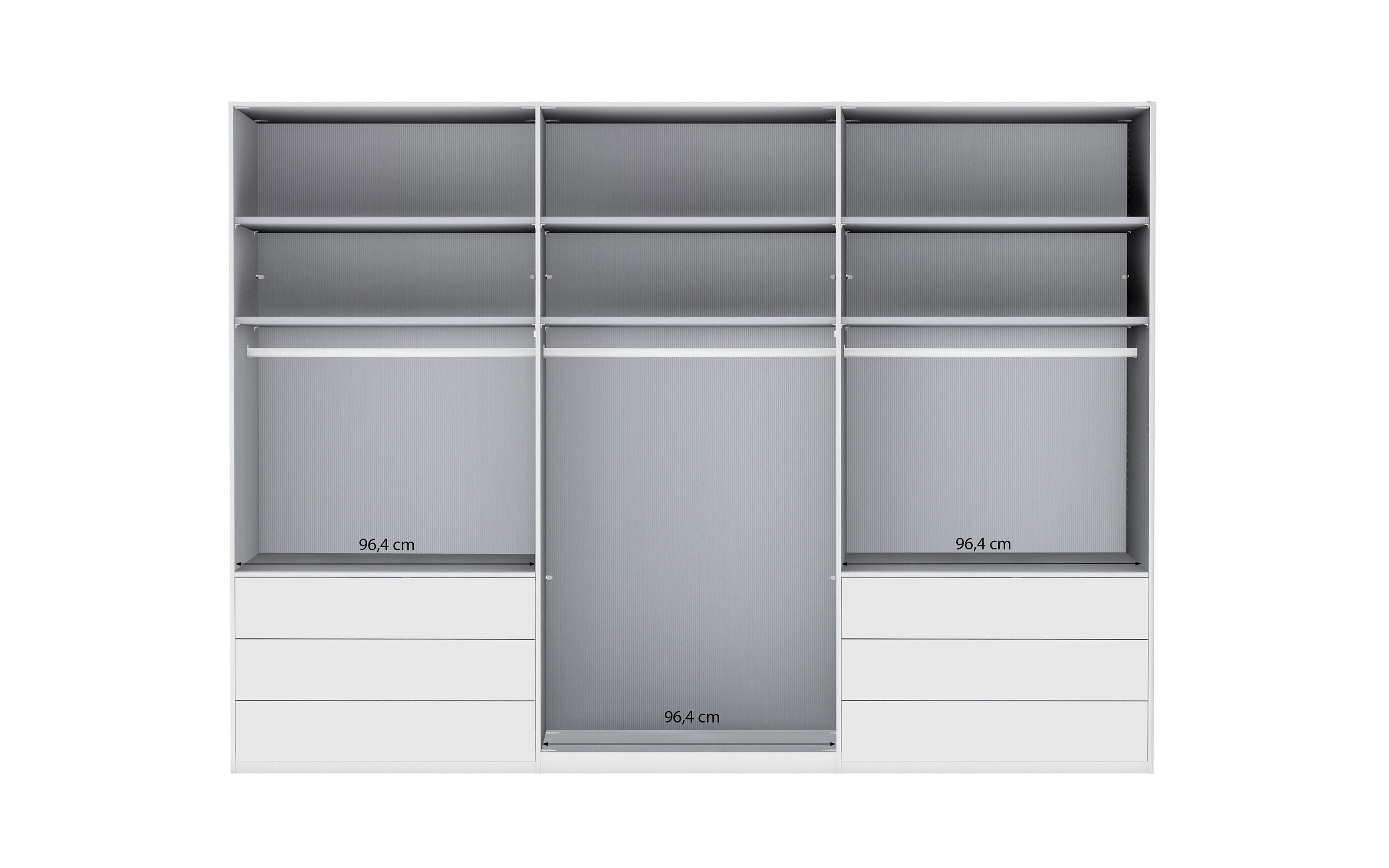 Funktionsdrehtürenschrank Loft, weiß/Bianco Eiche, 300 x 216 cm 