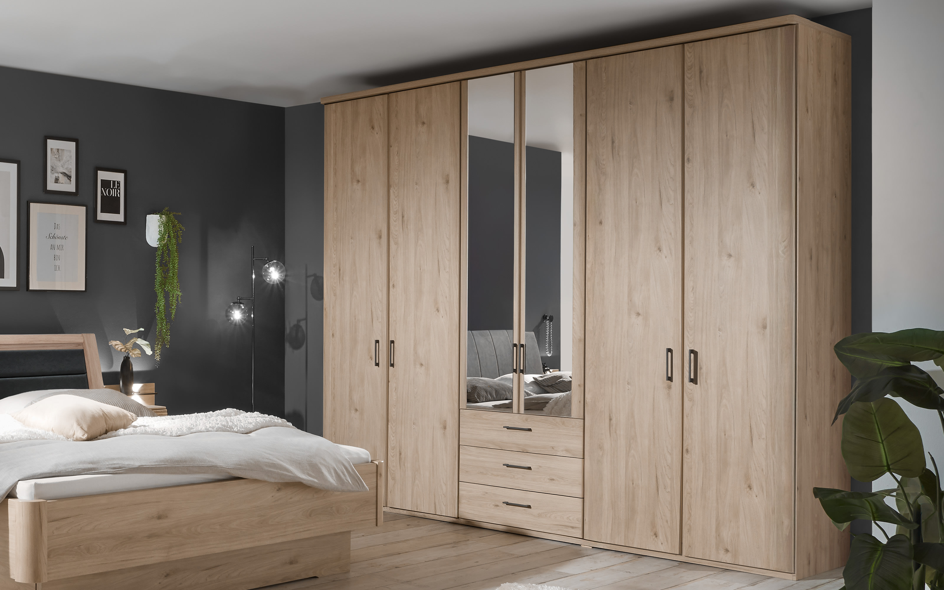 Drehtürenschrank Luxor 3, Steineiche-Nachbildung, 275 x 220 cm