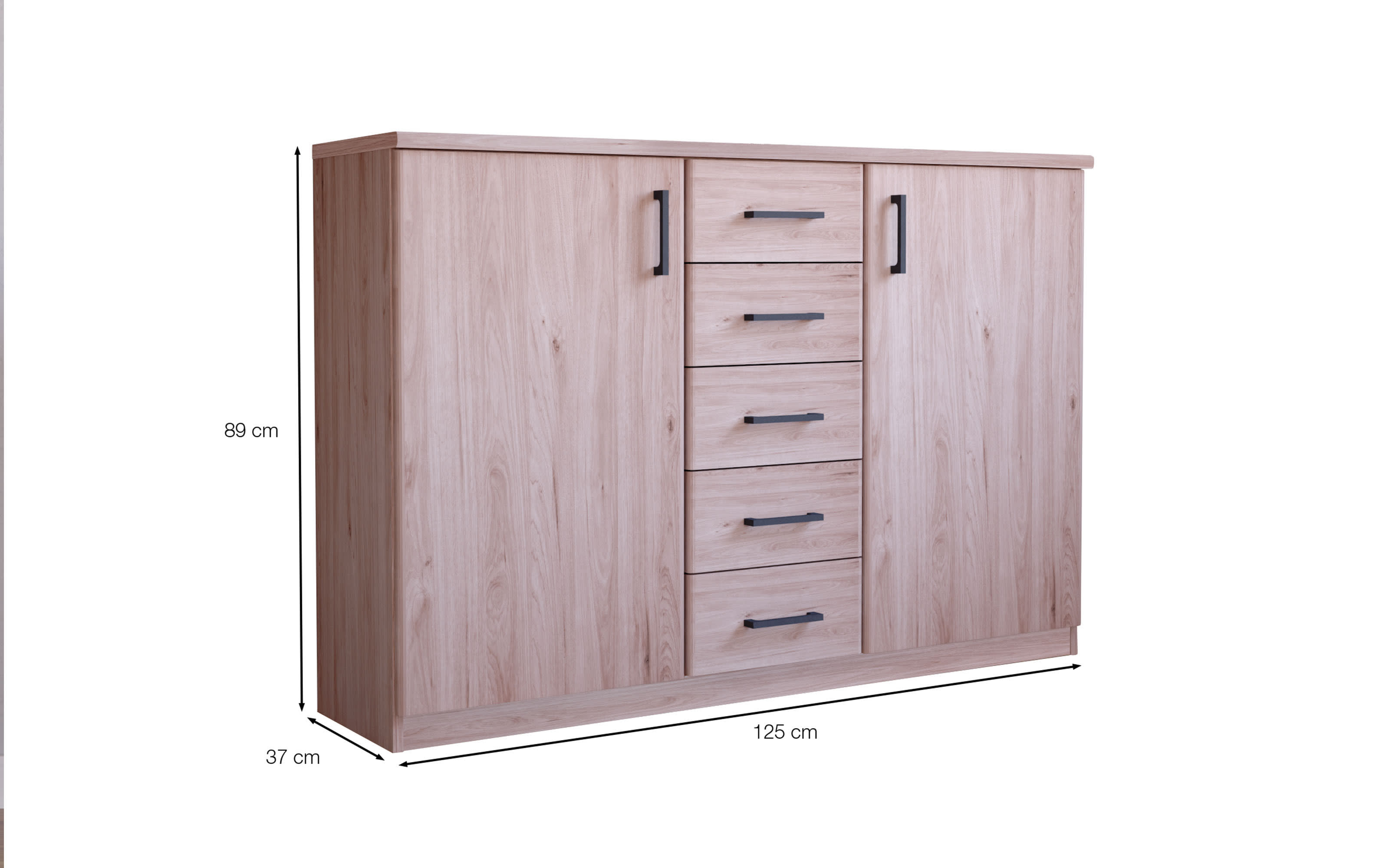 Kombikommode Luxor 3, Steineiche-Nachbildung, inkl. Softclose Funktion