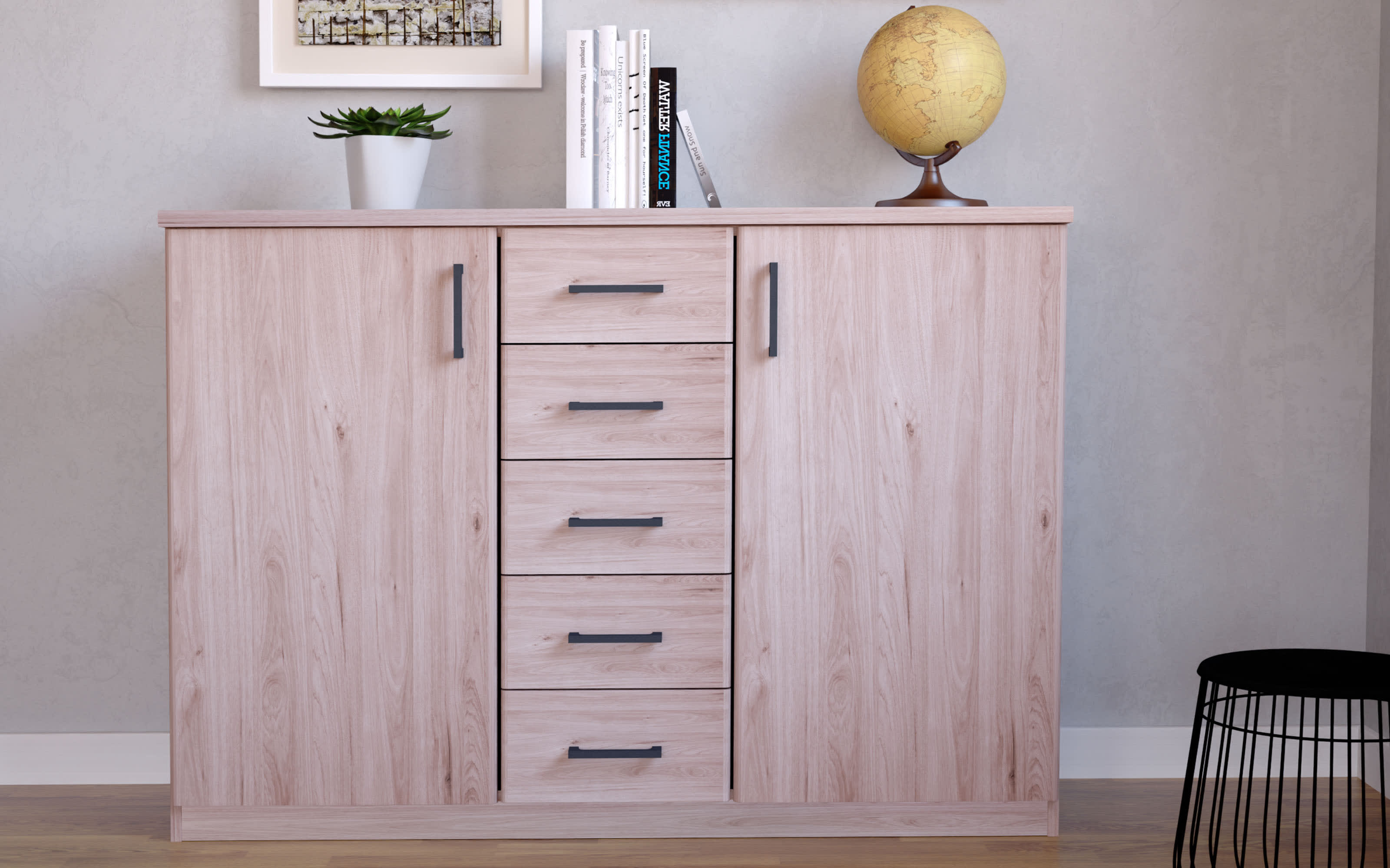Kombikommode Luxor 3, Steineiche-Nachbildung, inkl. Softclose Funktion