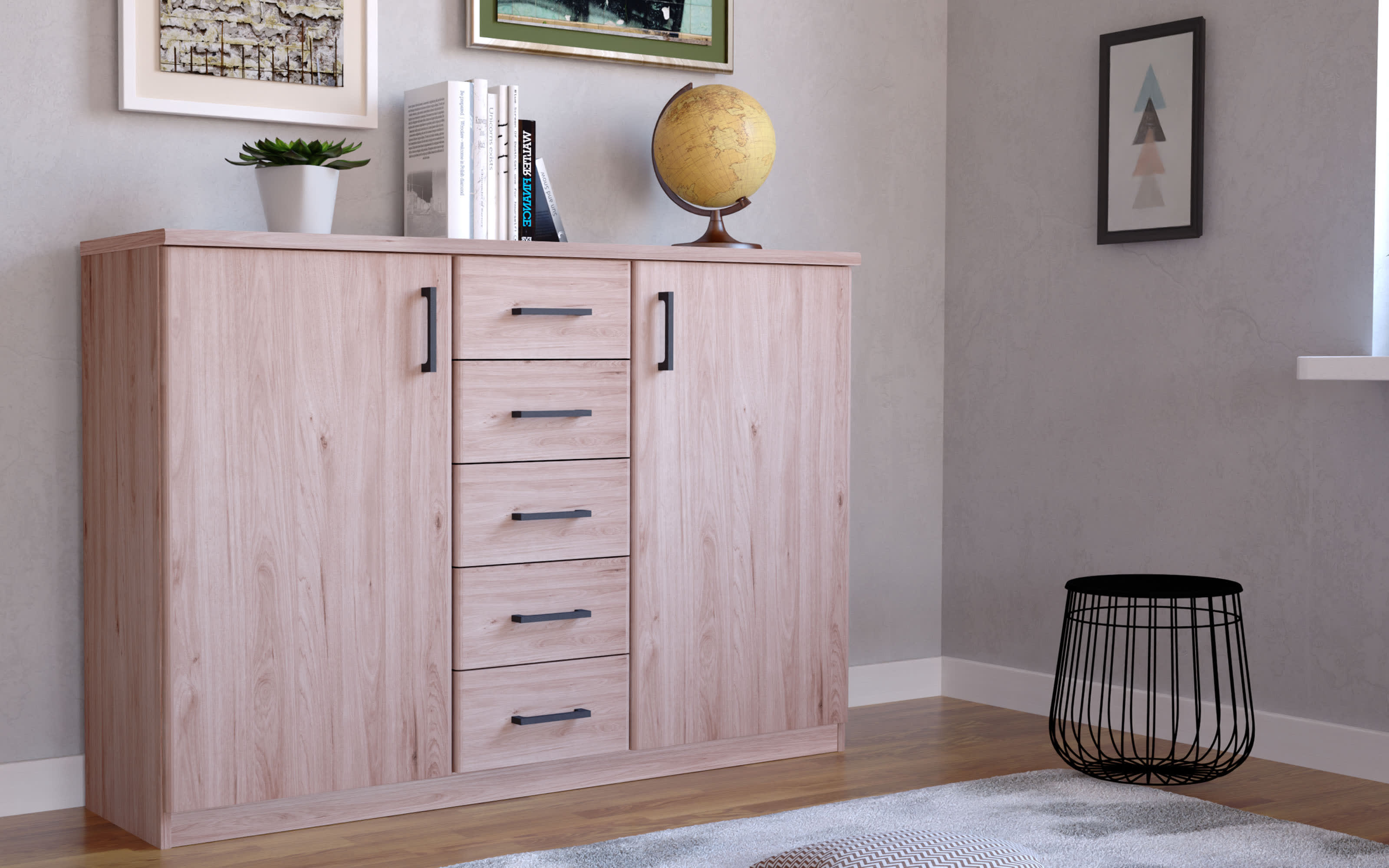 Kombikommode Luxor 3, Steineiche-Nachbildung, inkl. Softclose Funktion