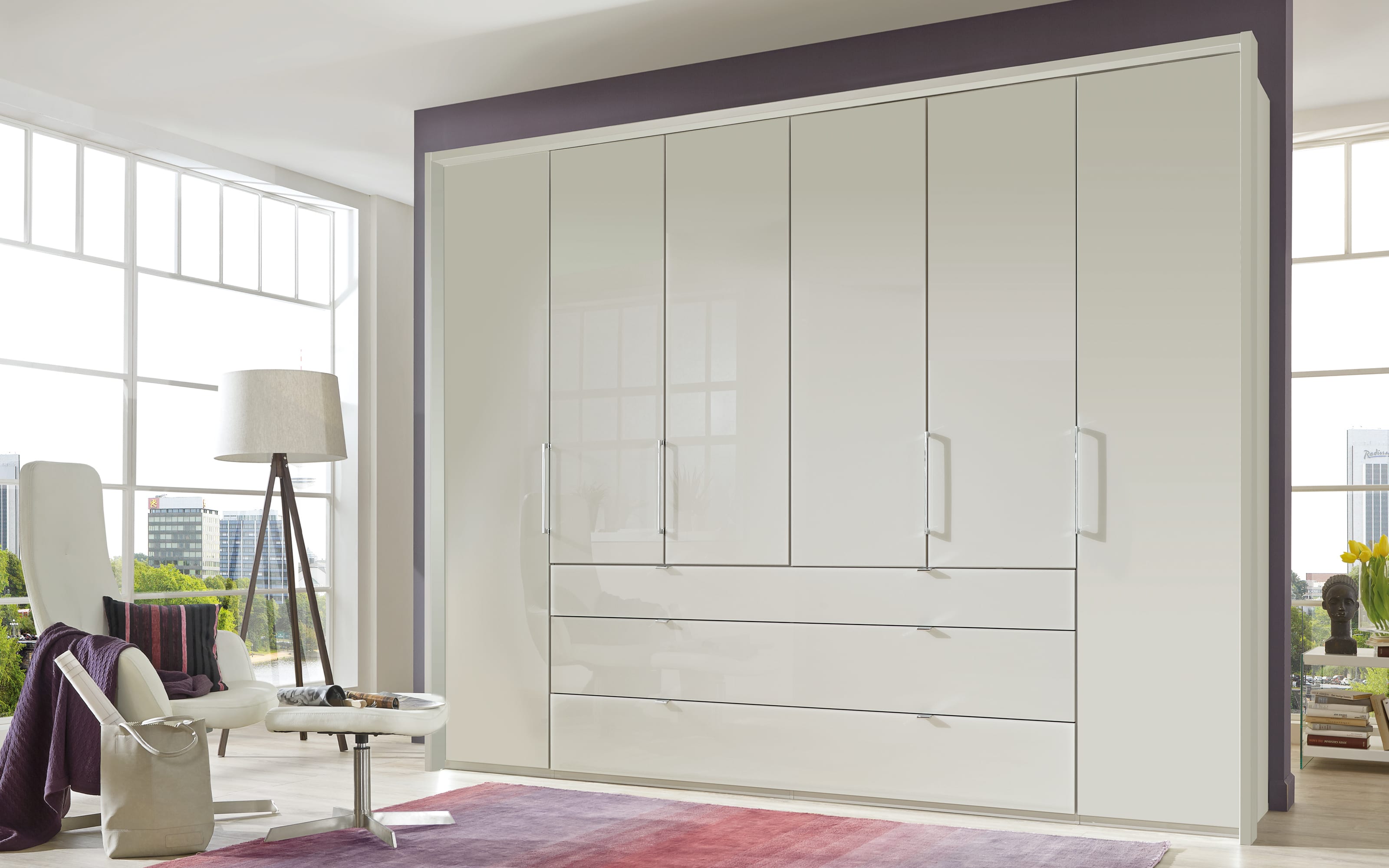 Kleiderschrank Castello, champagner, 300 x 236 cm, inkl. 3 extrabreite  Schubkästen online bei Hardeck kaufen