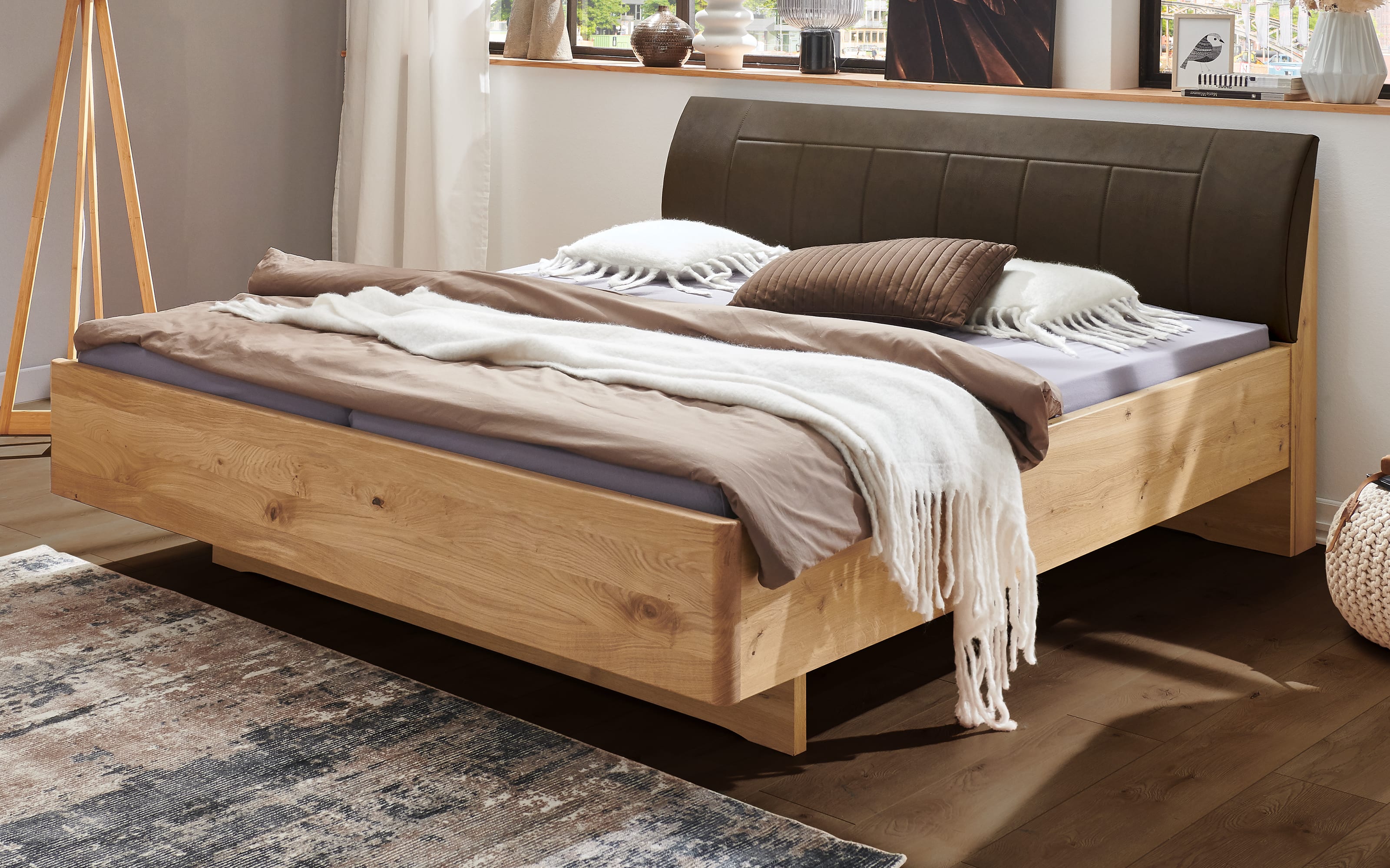Komfortbett Cardiff, Eiche bianco teilmassiv, 180 x 200 cm