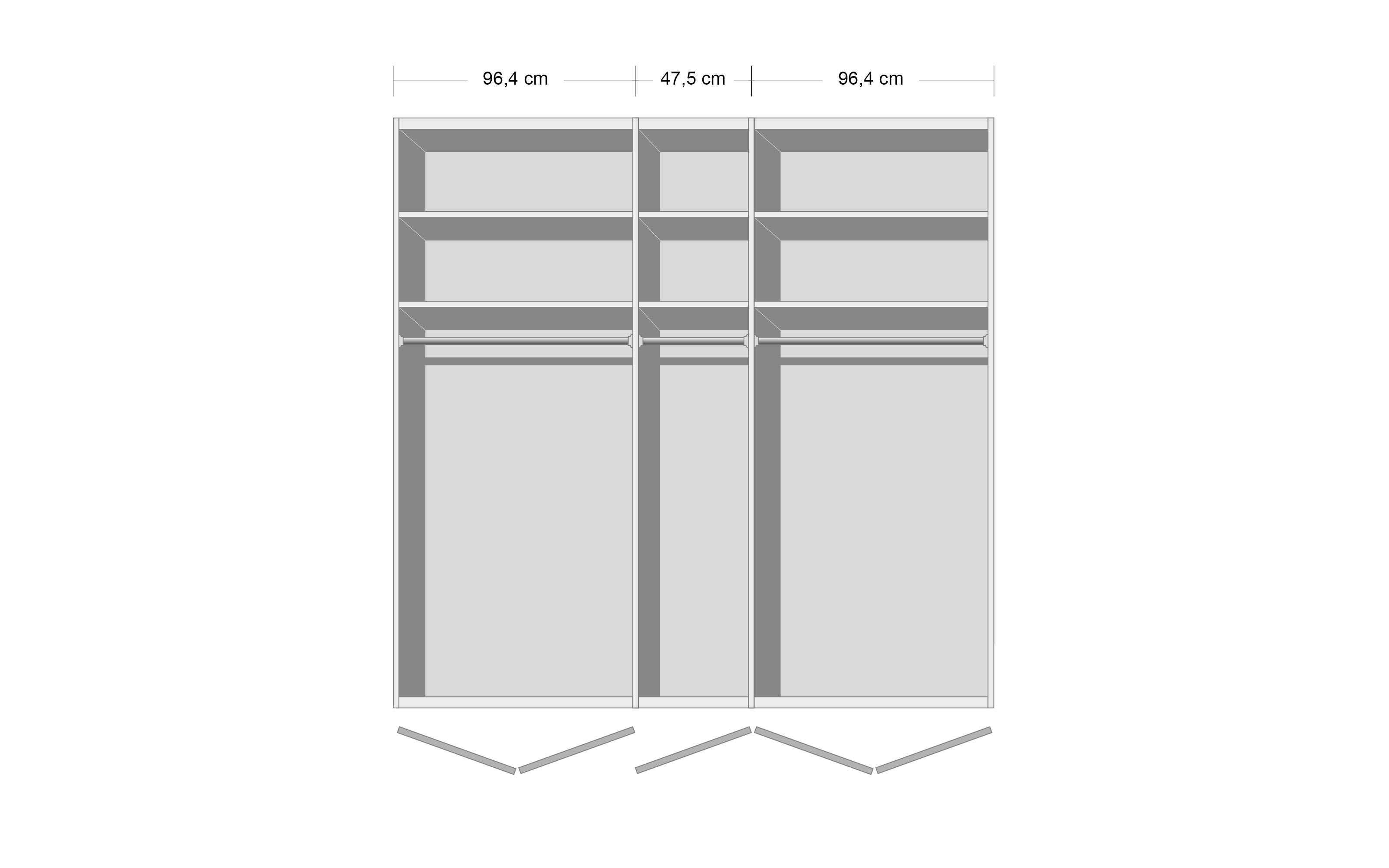 Schlafzimmer Almeria, Eiche bianco, 180 x 200 cm, Schrank 250 x 236 cm