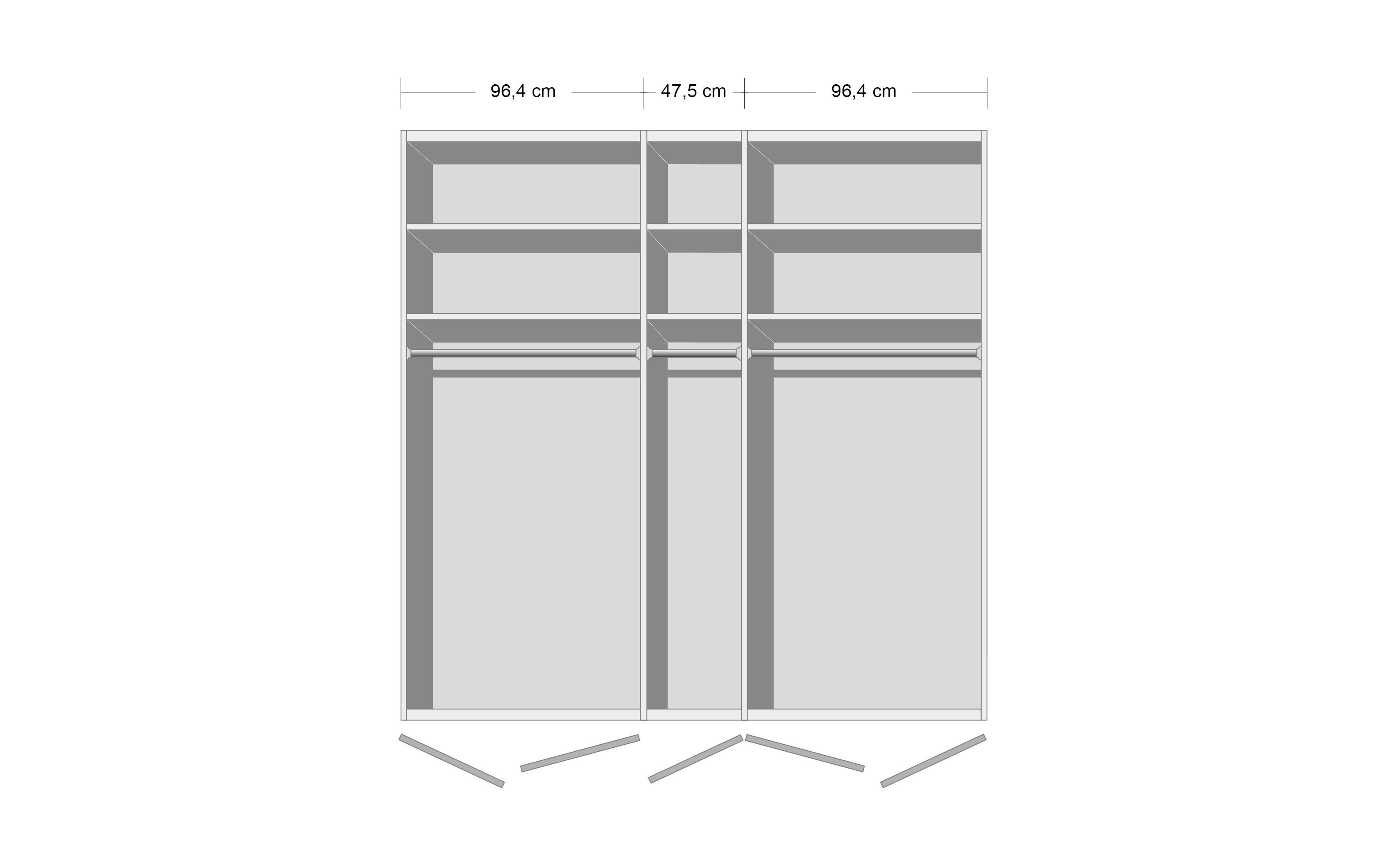 Schlafzimmer Cadiz, Eiche bianco, 180 x 200 cm, Schrank 250 x 236 cm