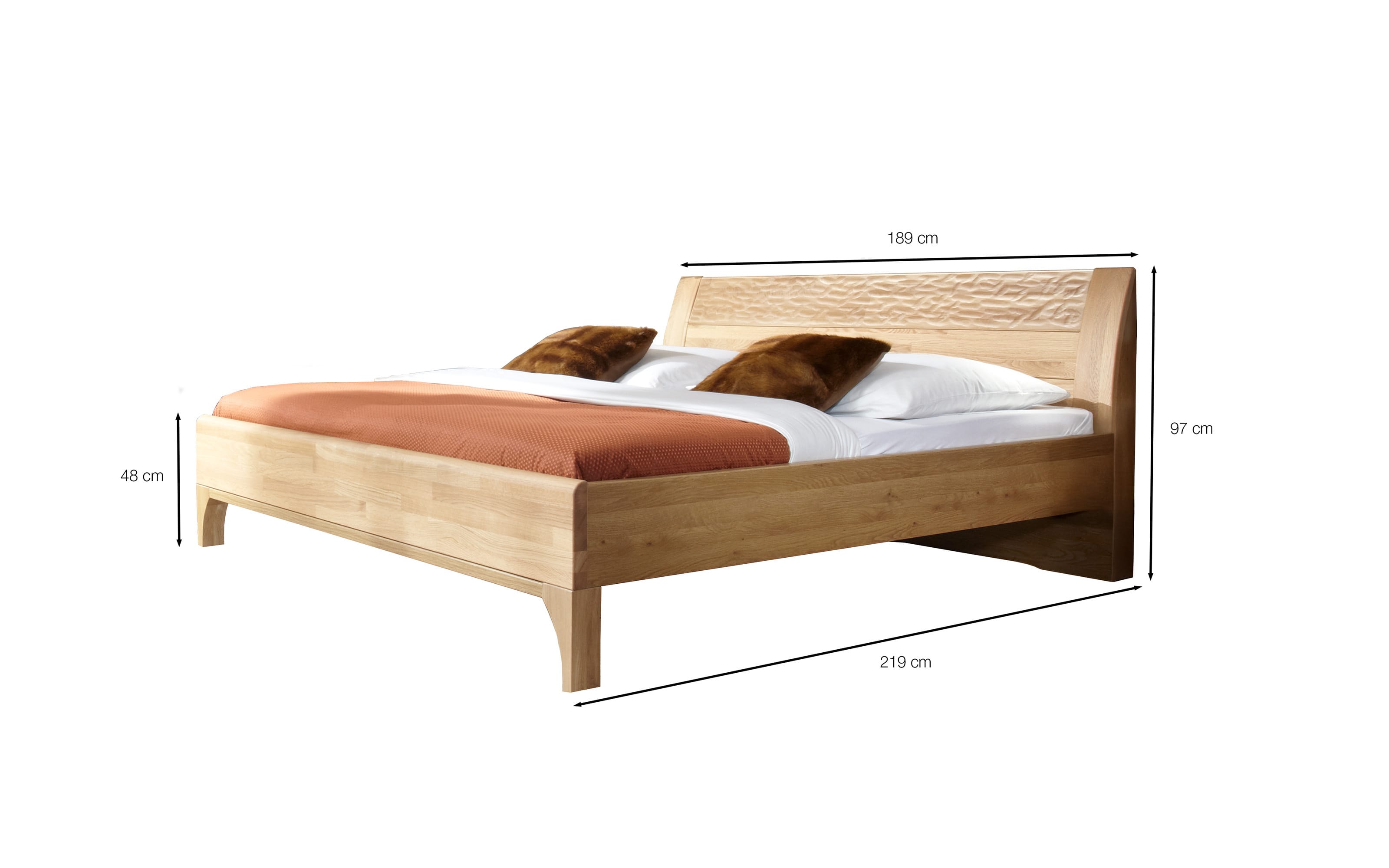 Bett Paolo, teilmassive Eiche/Treibholz-Nachbildung, 180 x 200 cm