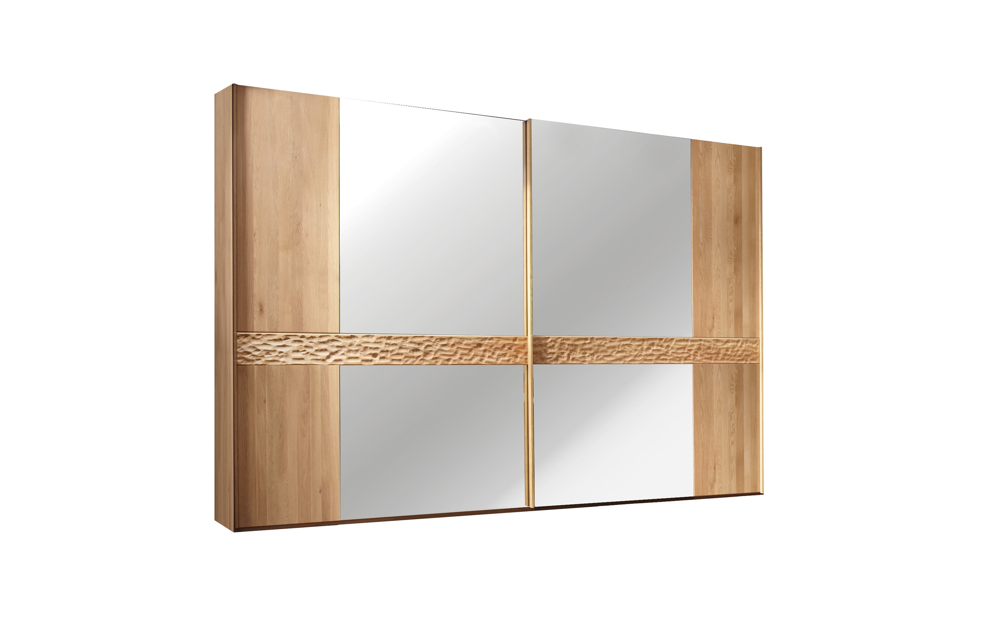 Schwebetürenschrank Paolo, teilmassive Eiche/Treibholz-Nachbildung, 300 x 217 cm