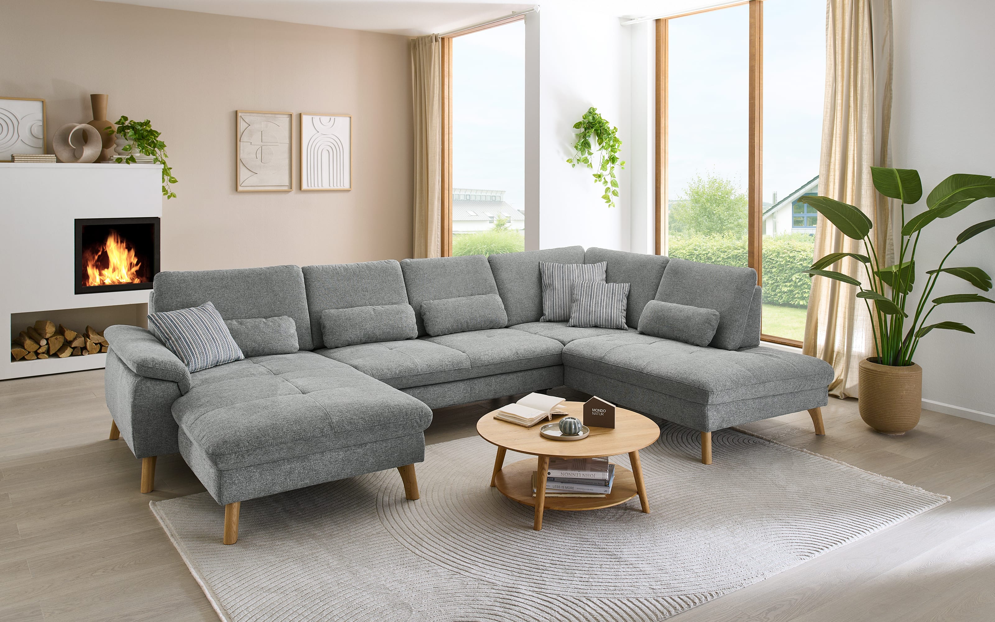 Wohnlandschaft Livento, grau, inkl. Funktionen