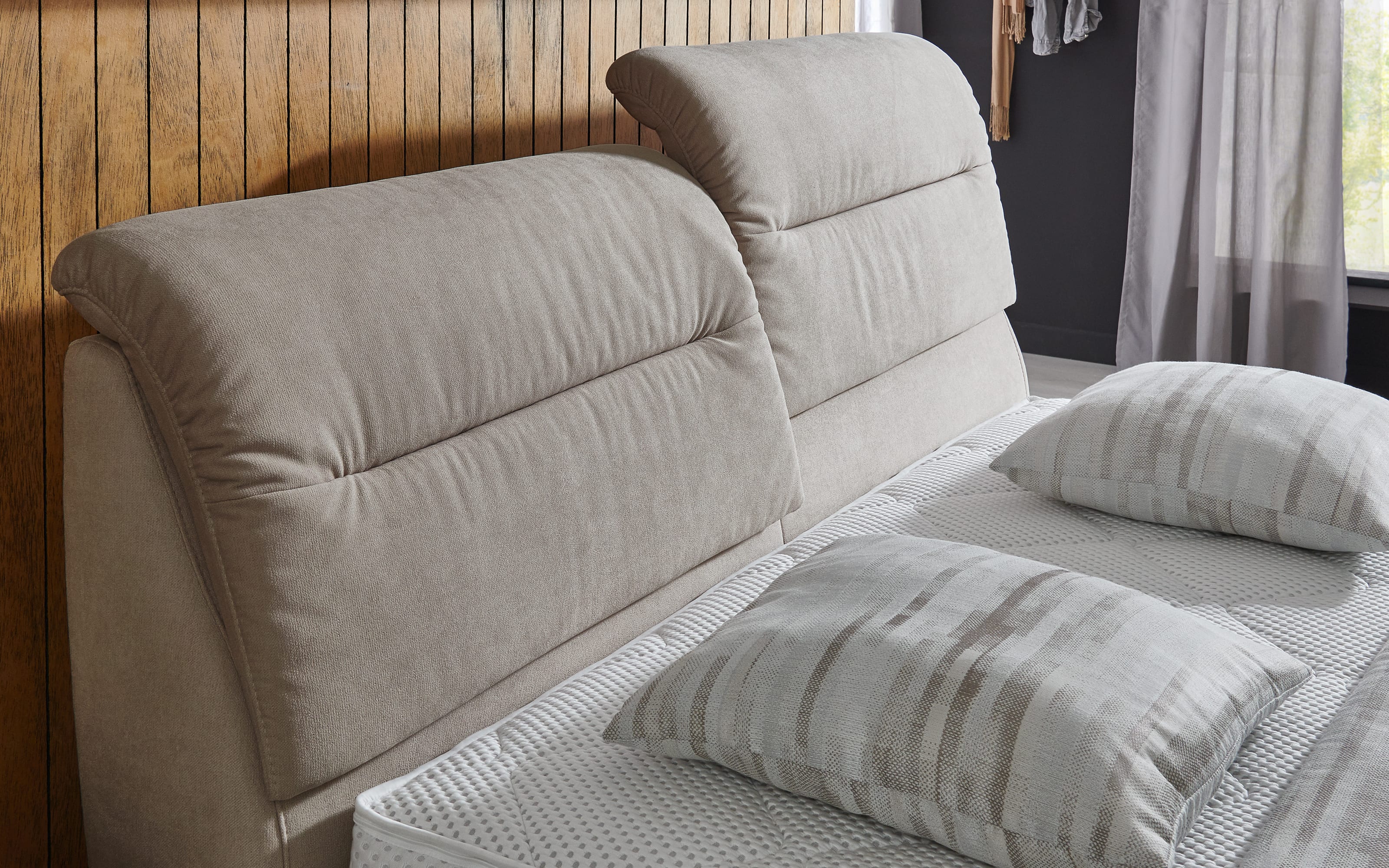 Boxspringbett OC-BX20503, Nele granit, 180 x 200 cm, Härtegrad 2 und 3