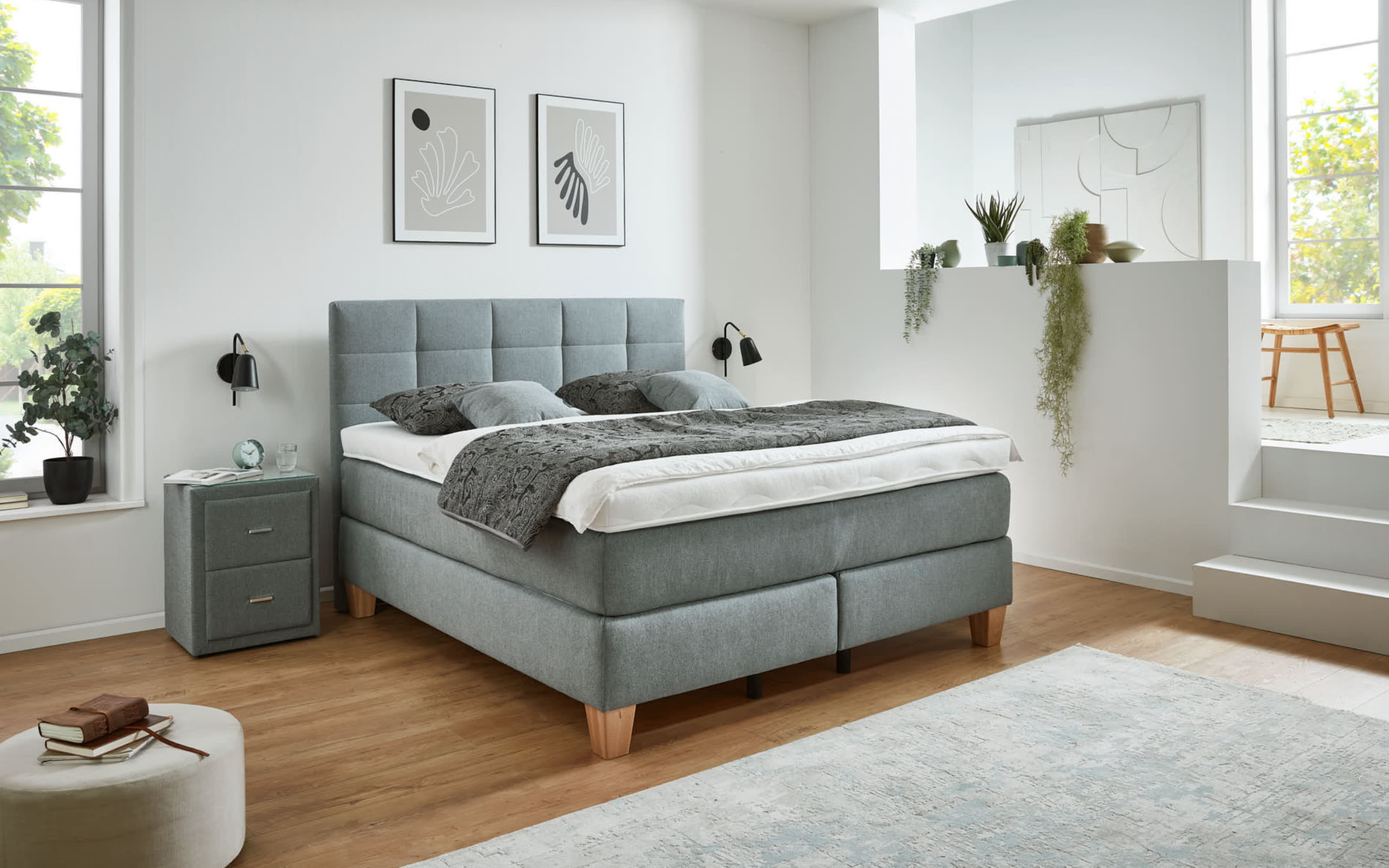 Boxspringbett OC-BX23165, steel, 180 x 200 cm