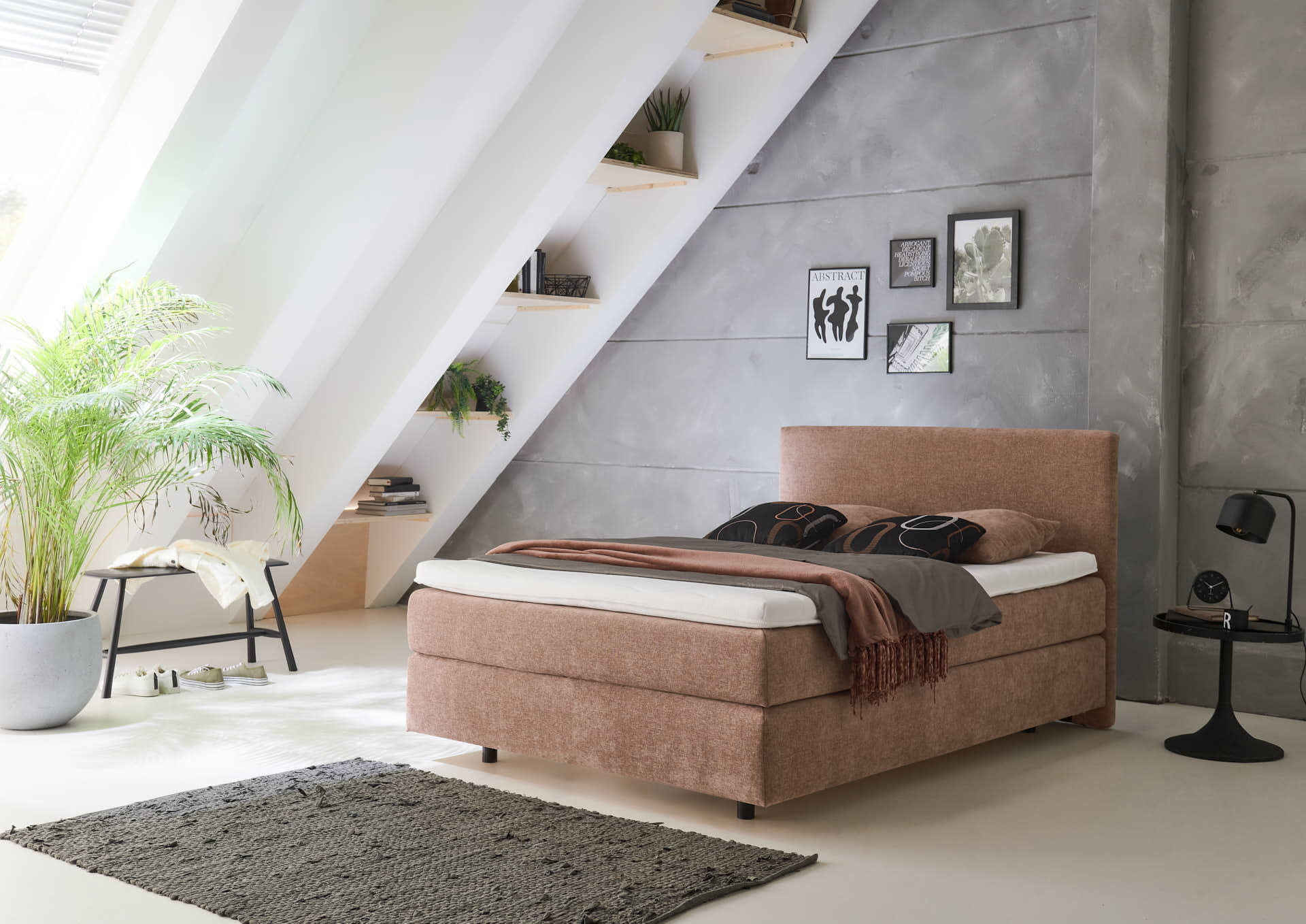 Boxspringbett OC-BX23163, teracotta, 140 x 200 cm
