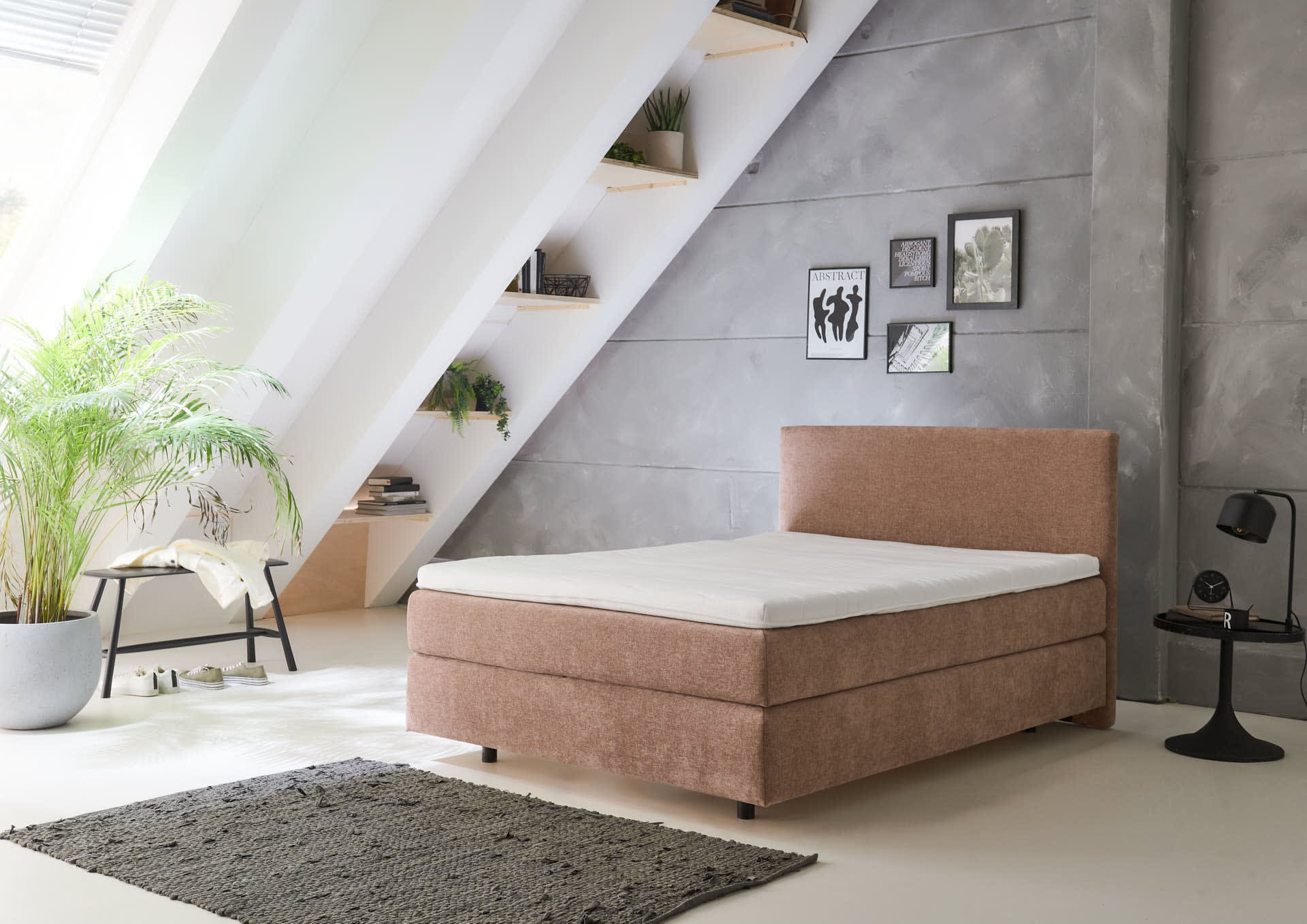 Boxspringbett OC-BX23163, teracotta, 140 x 200 cm