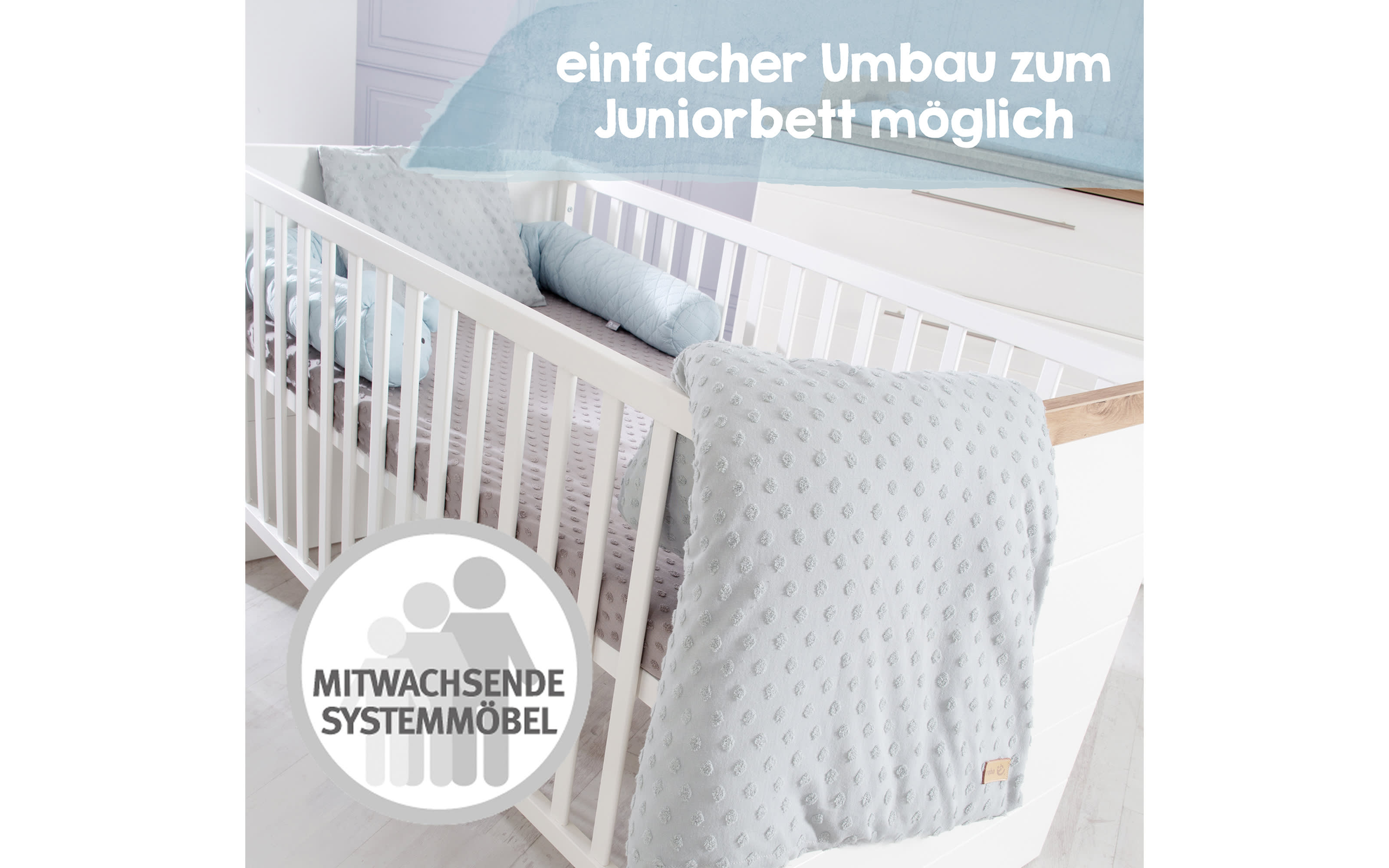 Kombikinderbett Nele, weiß/Artisan Eiche-Nachbildung, inkl. Höhenverstellung