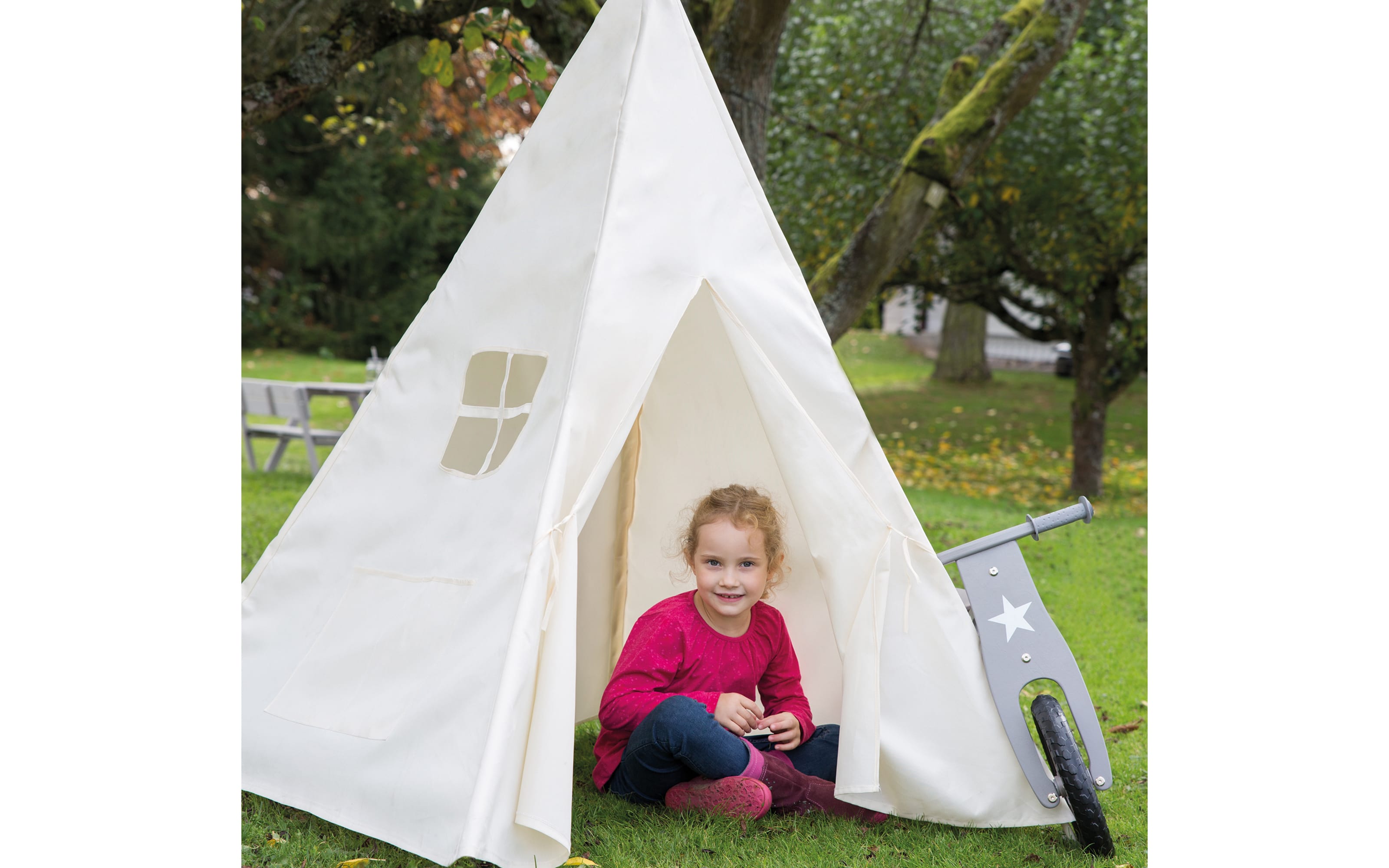 Indianerzelt Tipi, weiß, inkl. Tragetasche