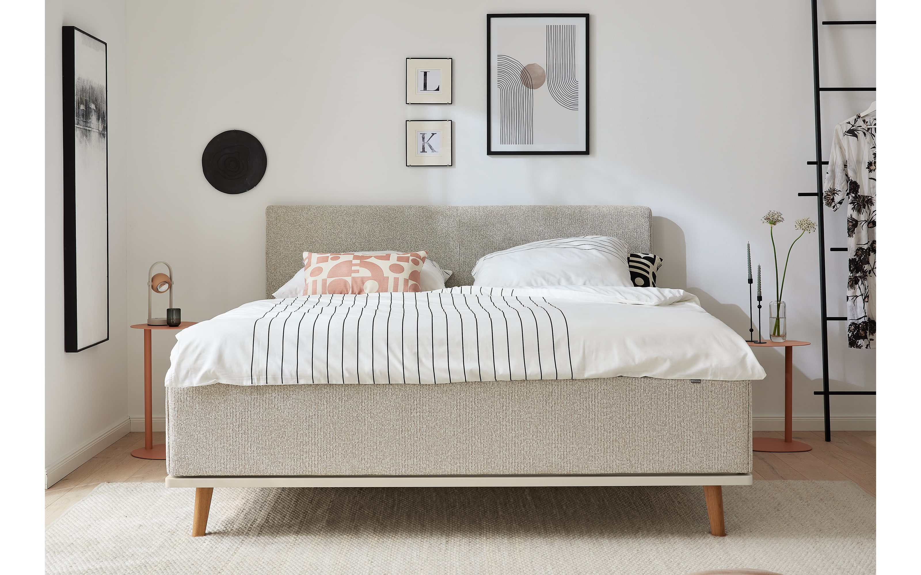 Polsterbett Delphi, beige, 180 x 200 cm