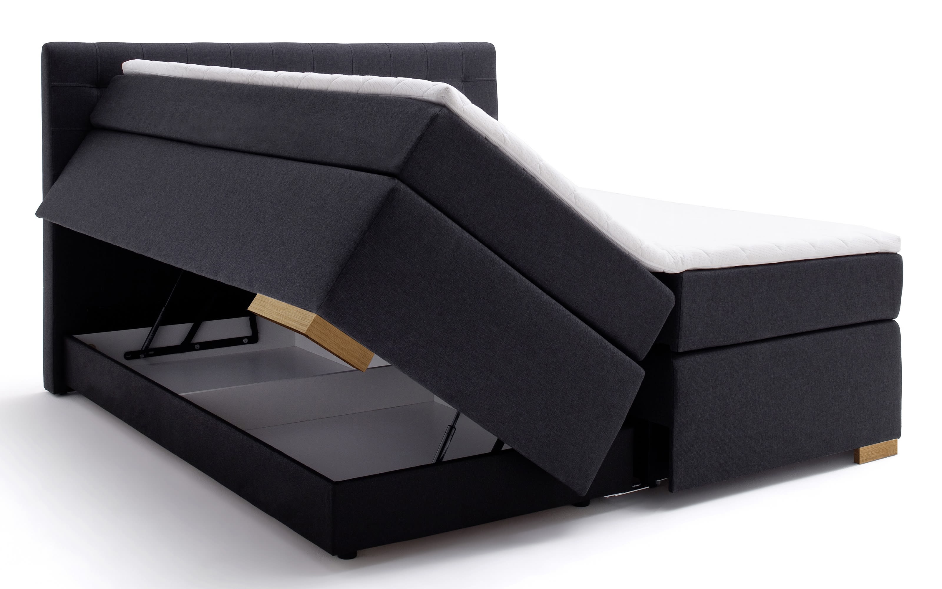 Boxspringbett Lenno in anthrazit mit verdecktem Bettkasten