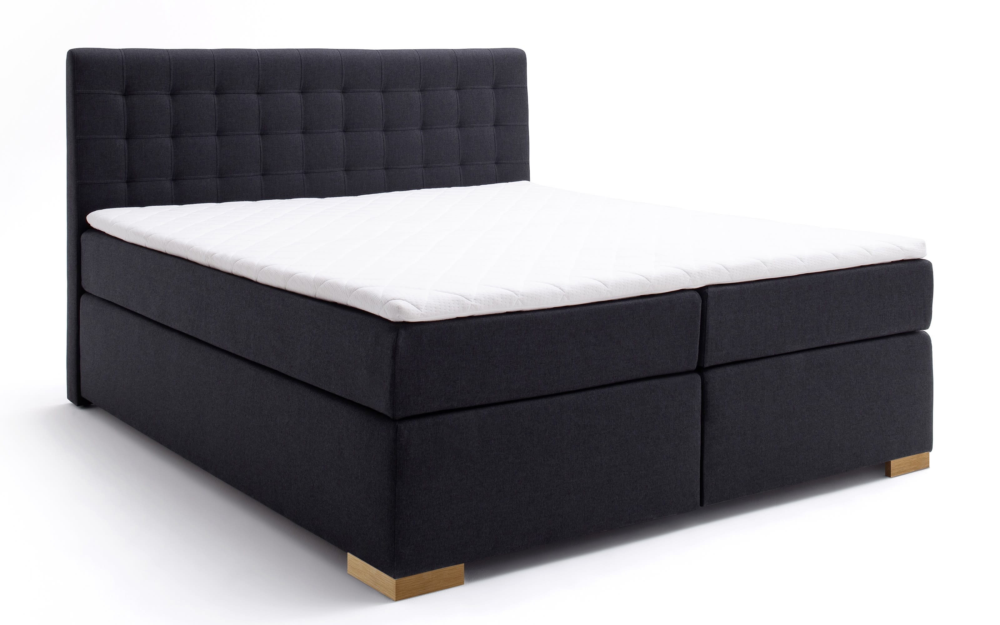 Boxspringbett Lenno in anthrazit mit verdecktem Bettkasten